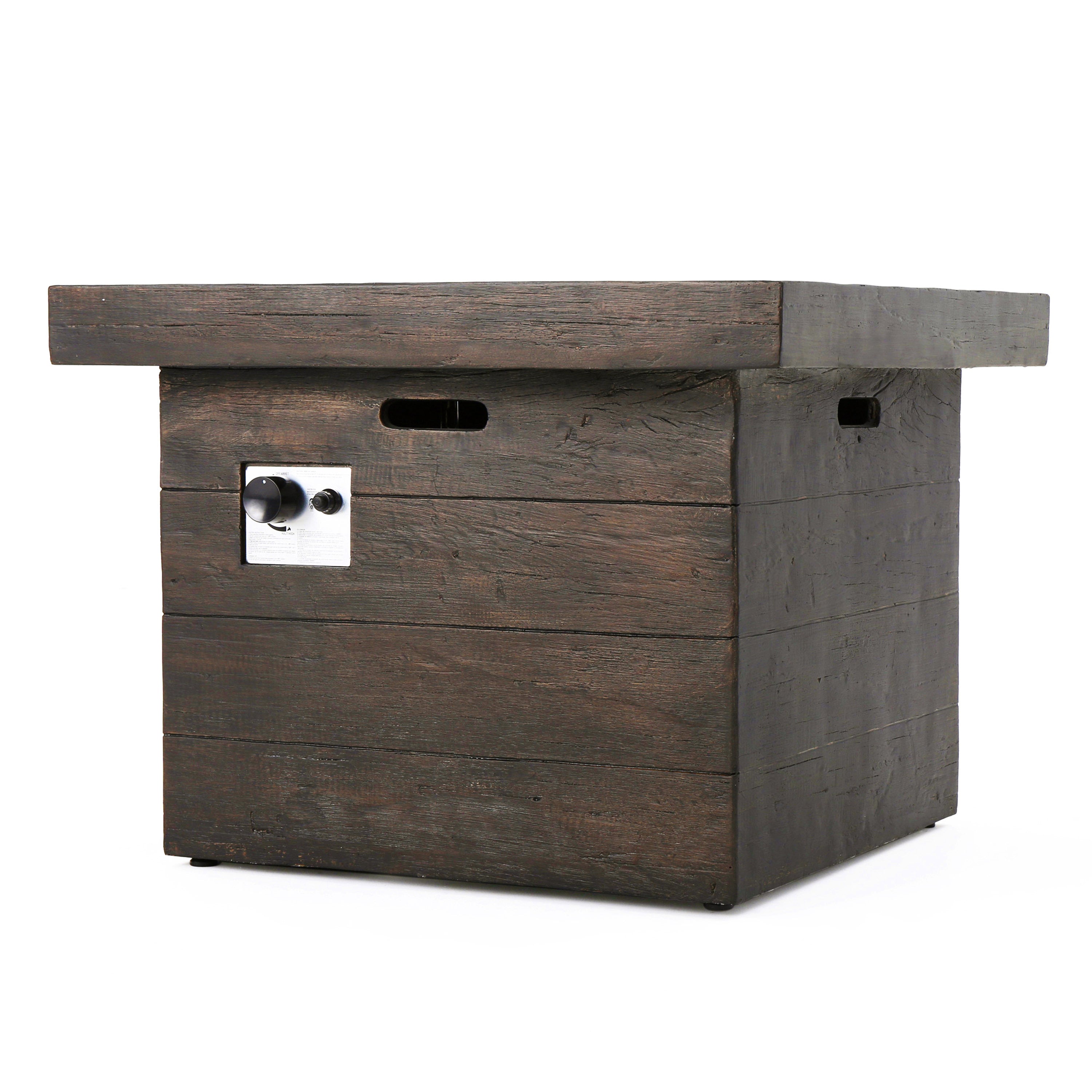 Anchorage 32'' Wood Square MGO Fire Pit Brown - 40,000 BTU