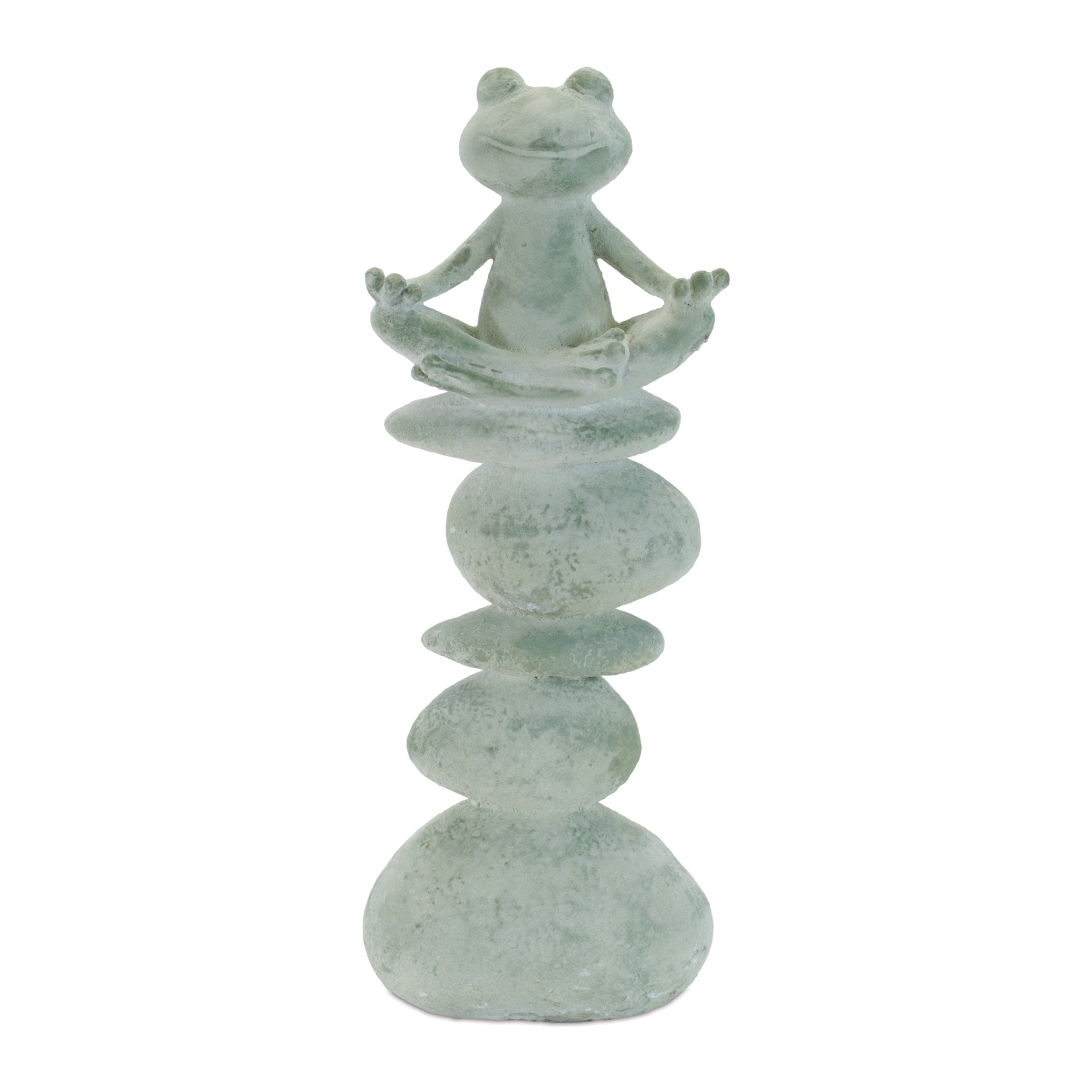 Yoga-frog-on-rock-stack-statue-(set-of-4)-Sculptures-&-Statues
