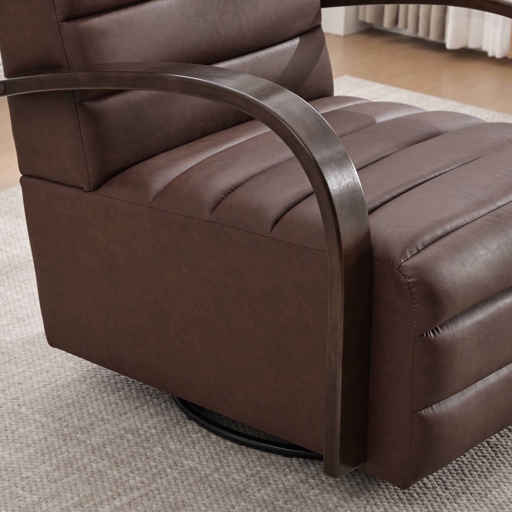 360° Swivel Accent Chair With Armrests, Comfy Lounge - Brown