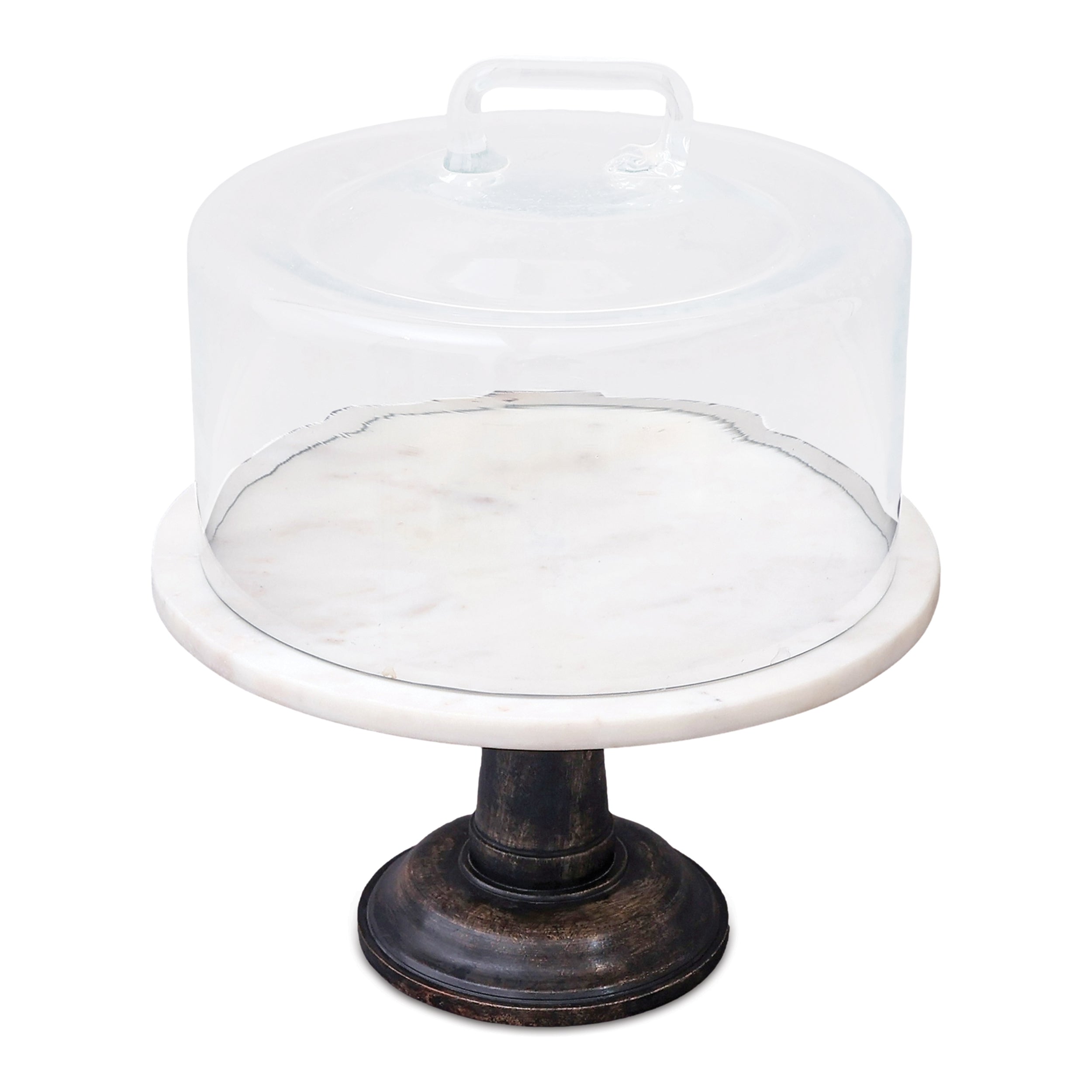 Marble Pedestal Cake Stand with Cover 14"H