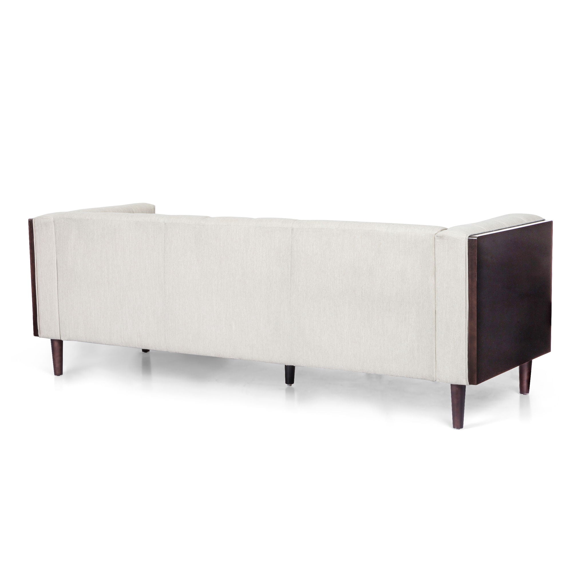 Contemporary 3 Seater Sofa With Button Tufted Waffle Stitching - Beige