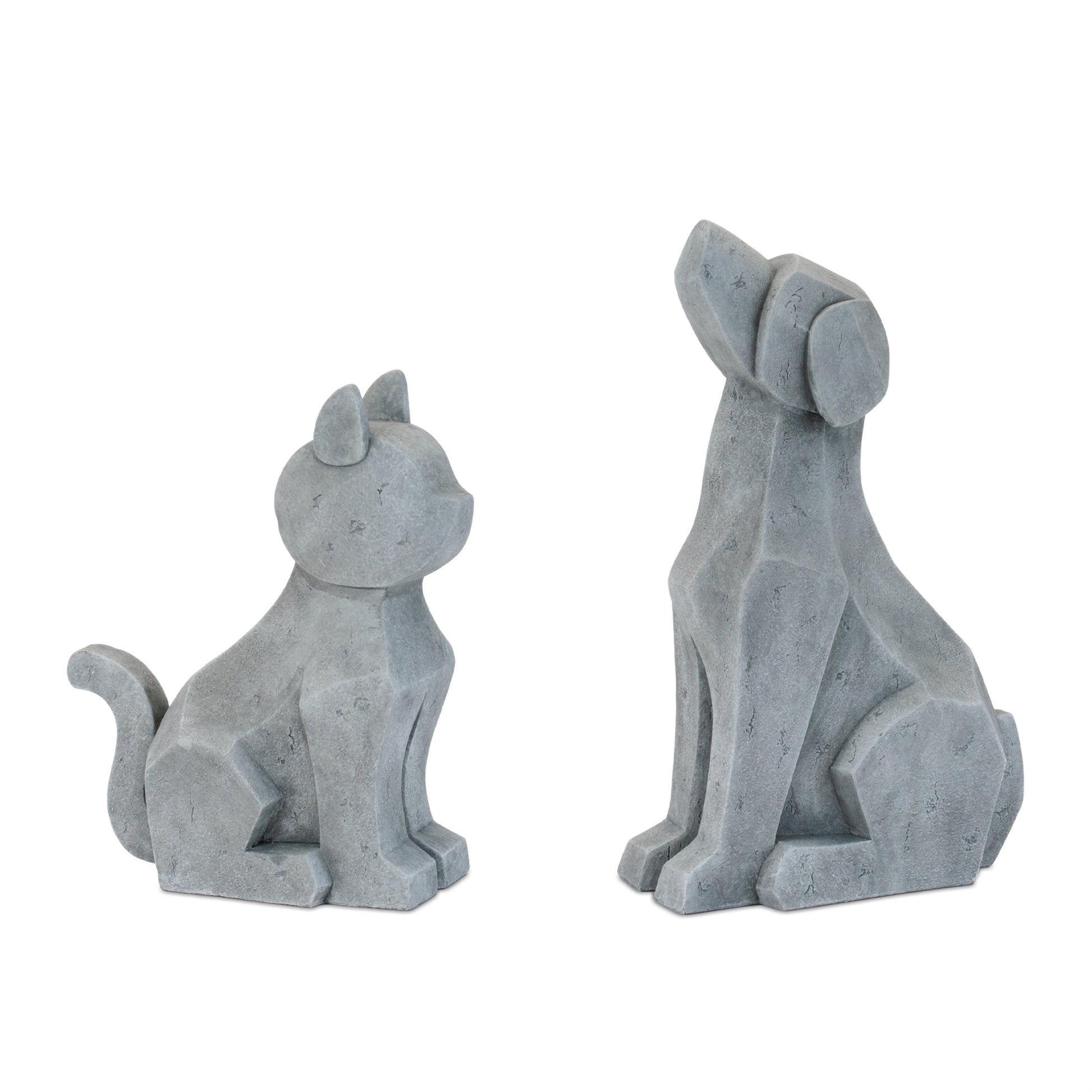 Modern-Sitting-Dog-and-Cat-Statue-(Set-of-2)-Sculptures-&-Statues