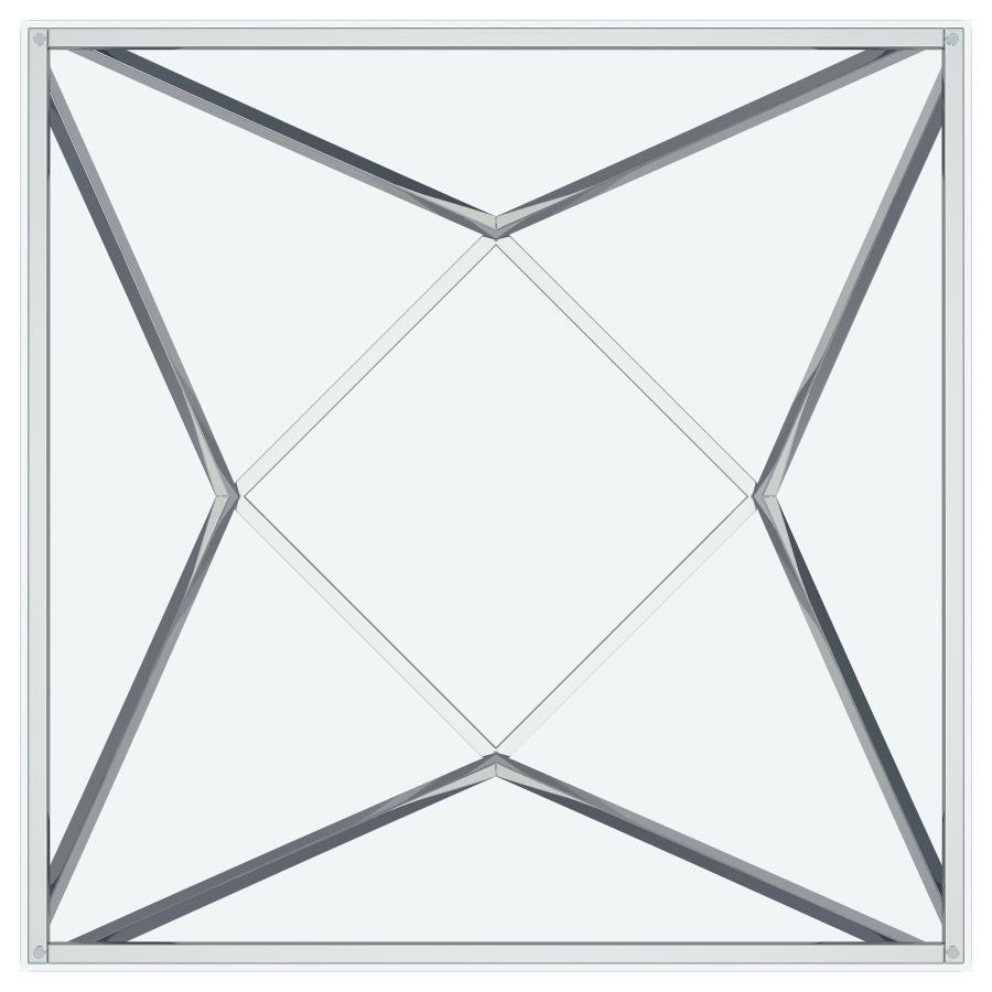 Brittania - Square Glass Top Geometric Coffee Table - Nickel