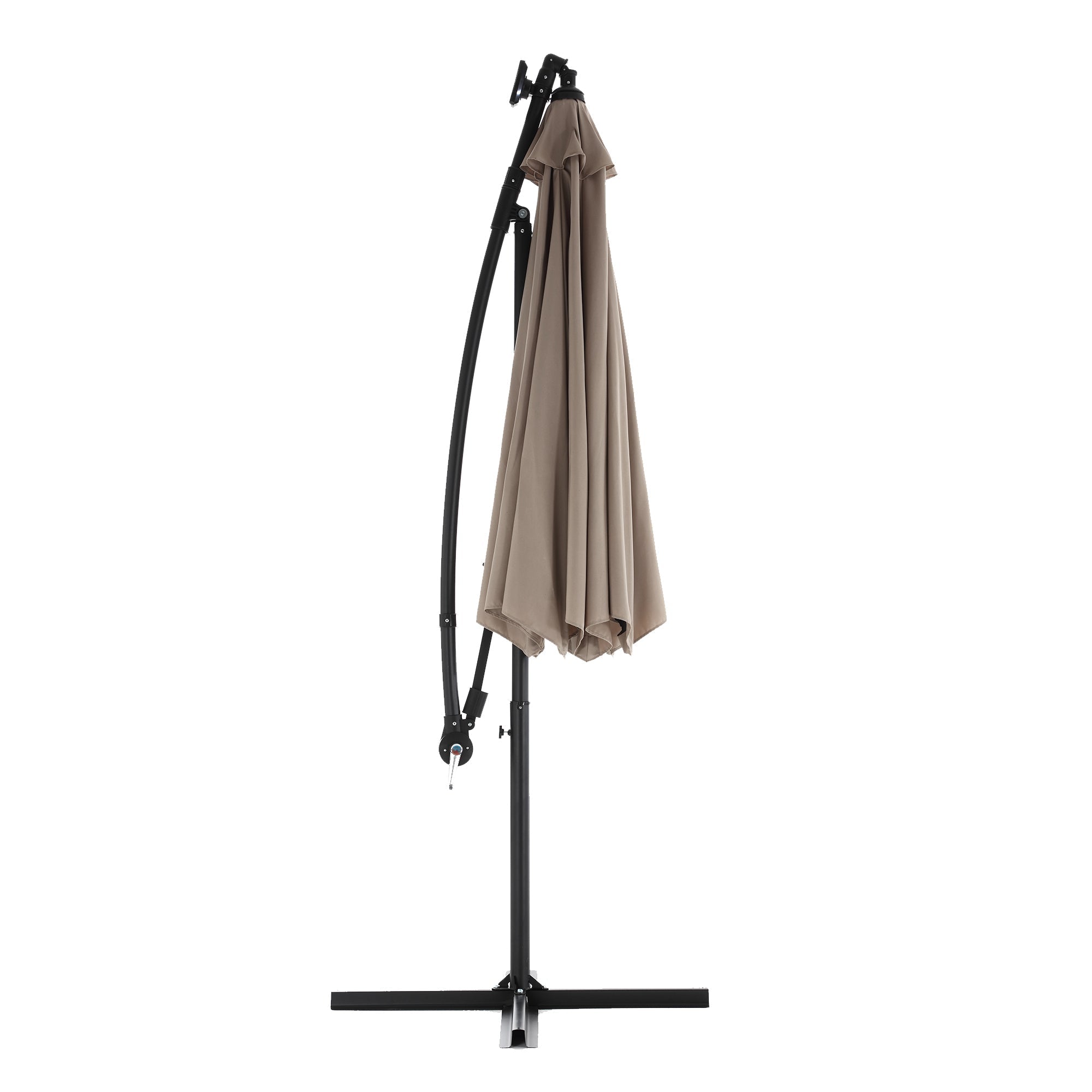 10ft Solar LED Offset Hanging Market Patio Umbrella (Khaki)