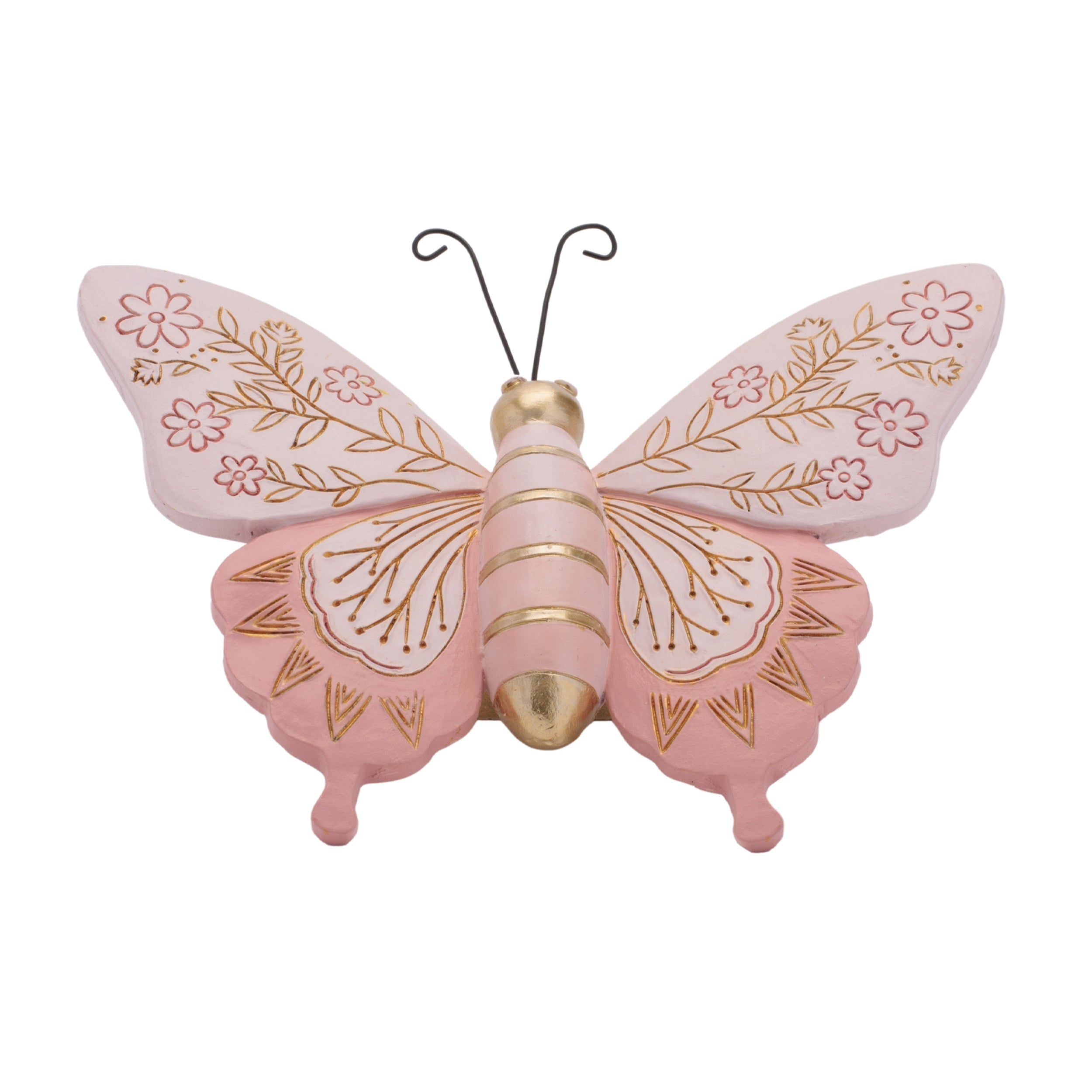 Floral Etched Butterfly and Dragonfly Shelf Sitters (Set of 4)