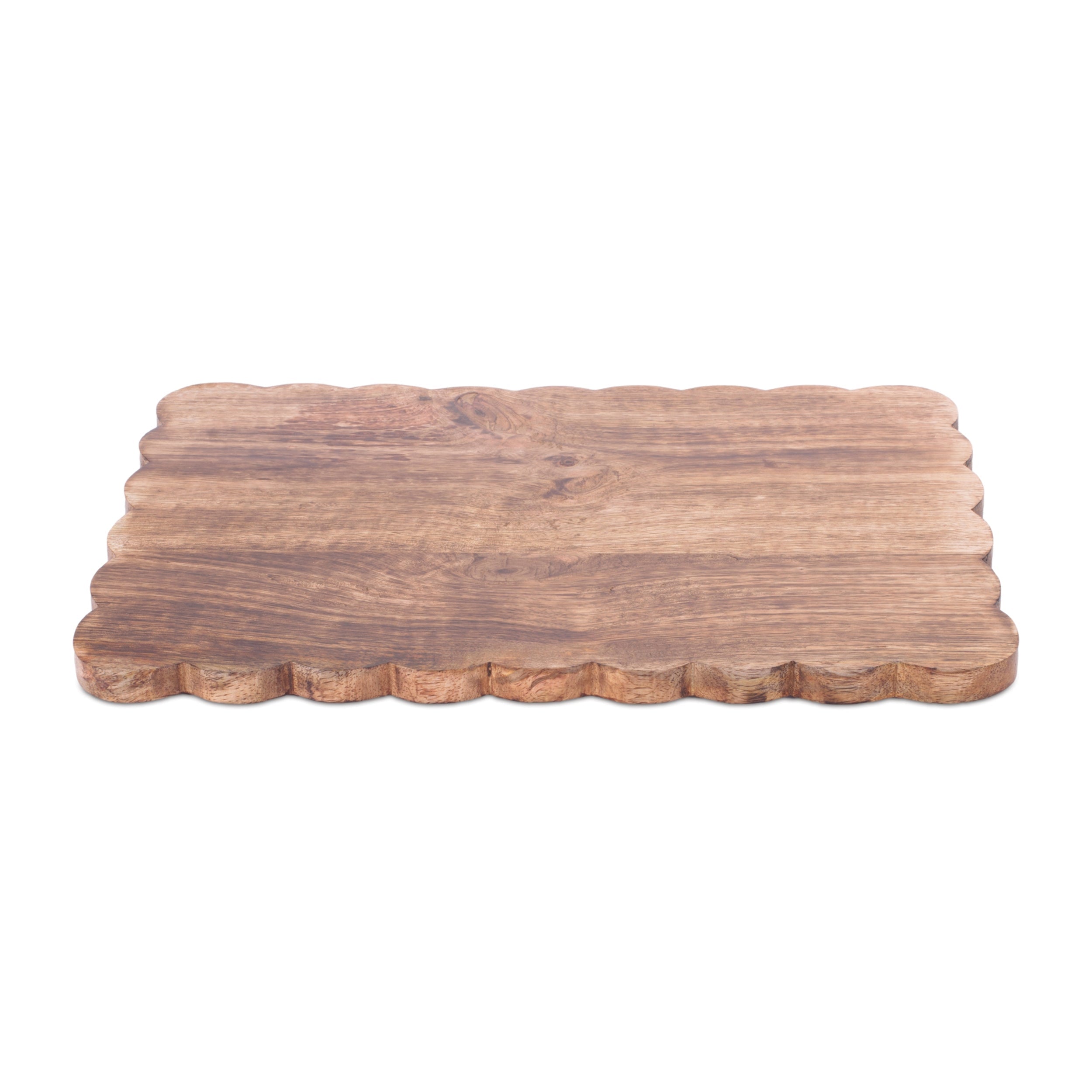 Scalloped mango wood tray 12.4"d