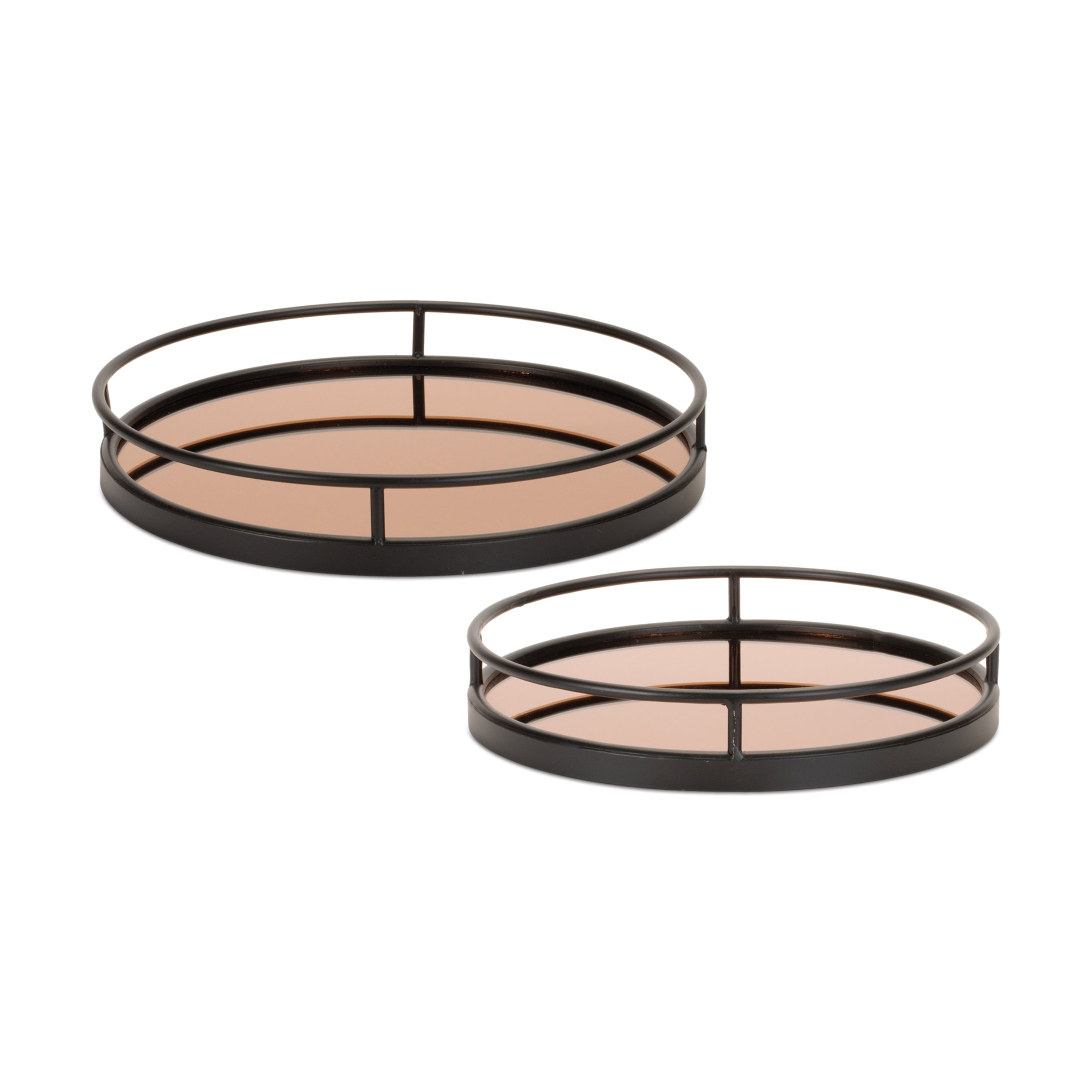 Mirror-tray-with-modern-metal-frame-(set-of-2)-Serving-Trays