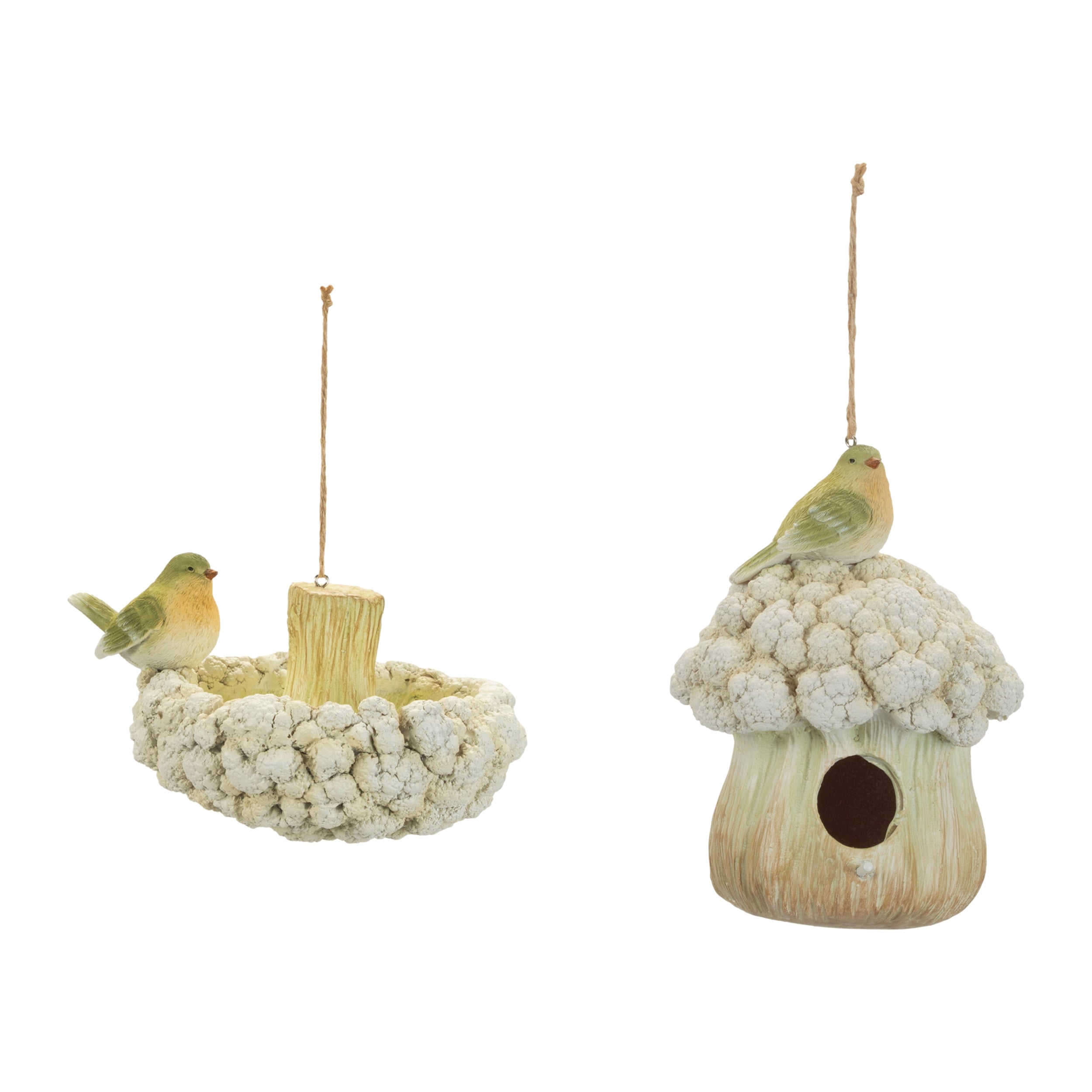 Cauliflower-Birdhouse-and-Hanging-Birdbath-(Set-of-2)-Outdoor-Wall-Decor
