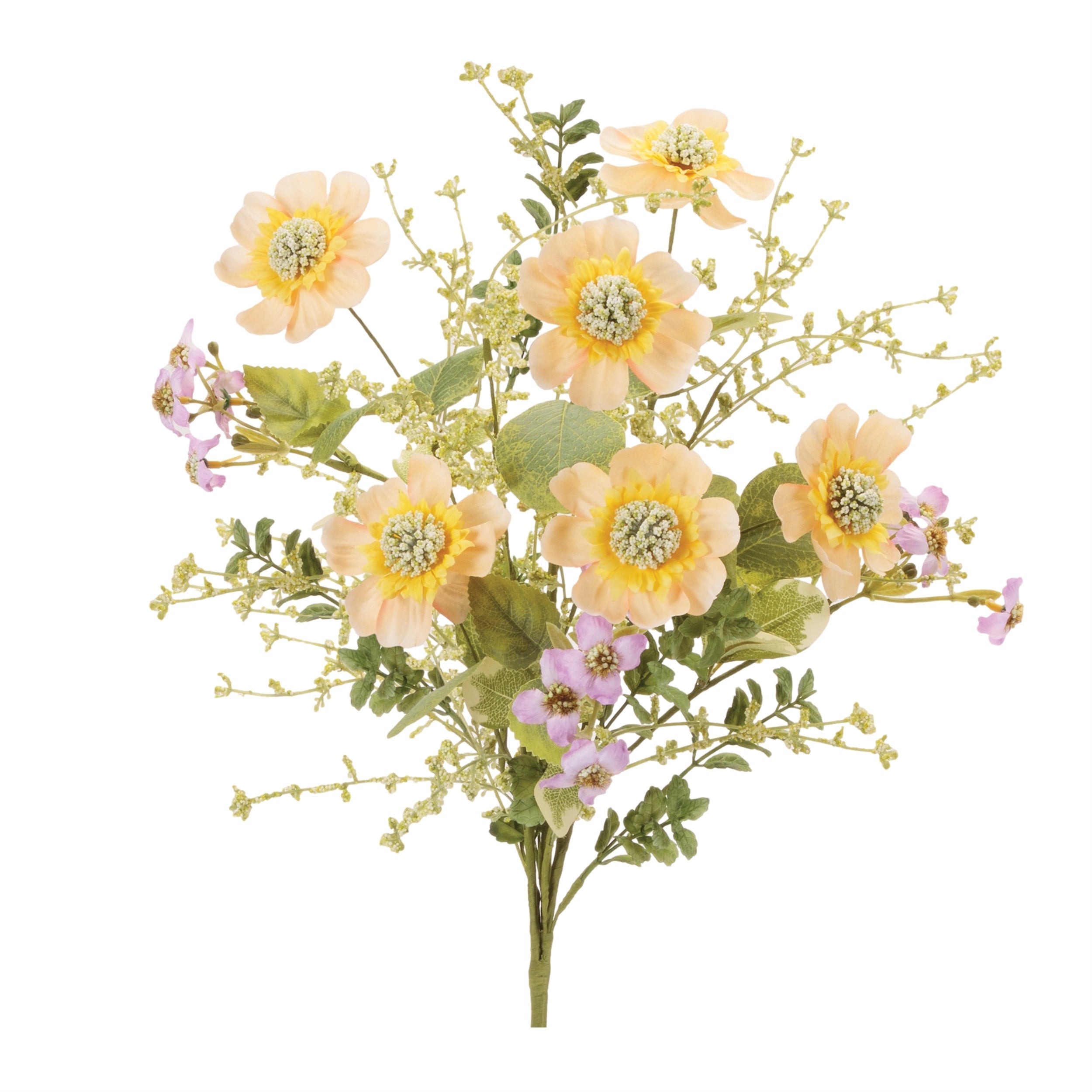 Mixed-pincushion-floral-bush-(set-of-2)-Artificial-Flowering-Plants