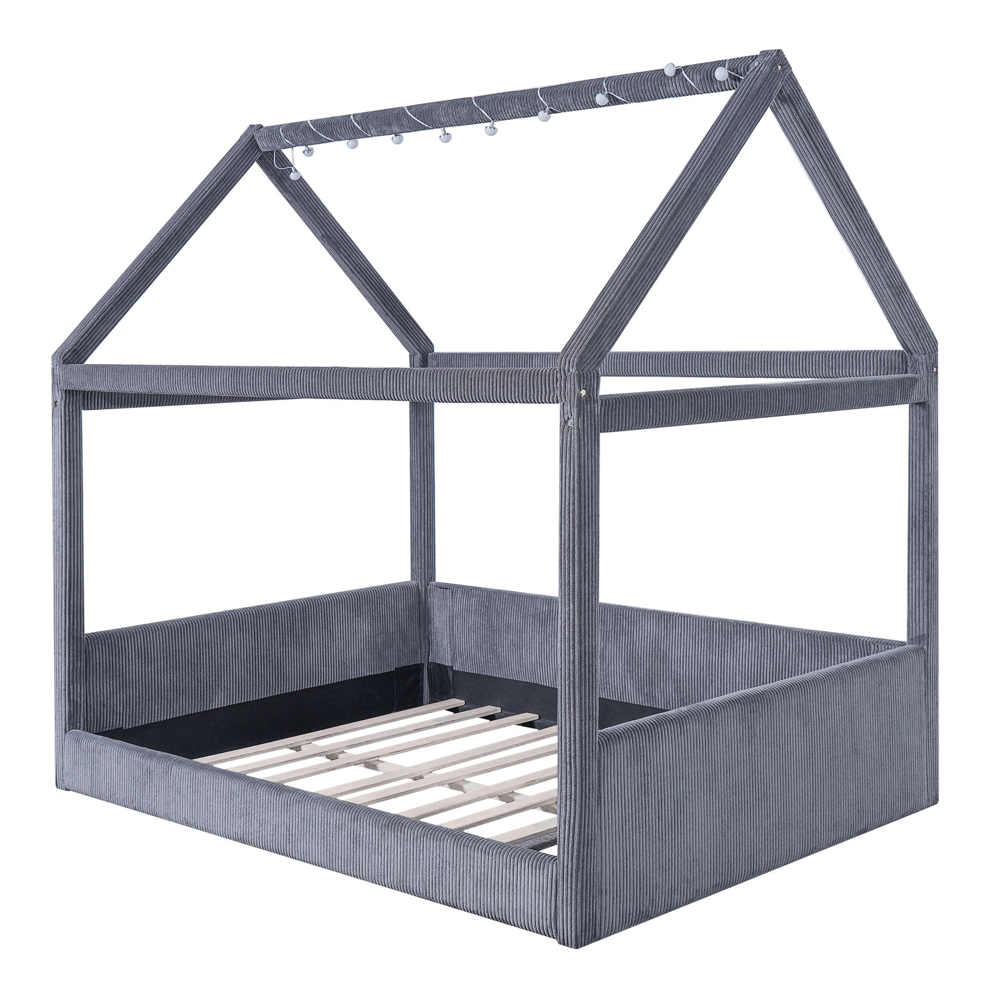 Upholstered House Style Daybed With LED Light Strips