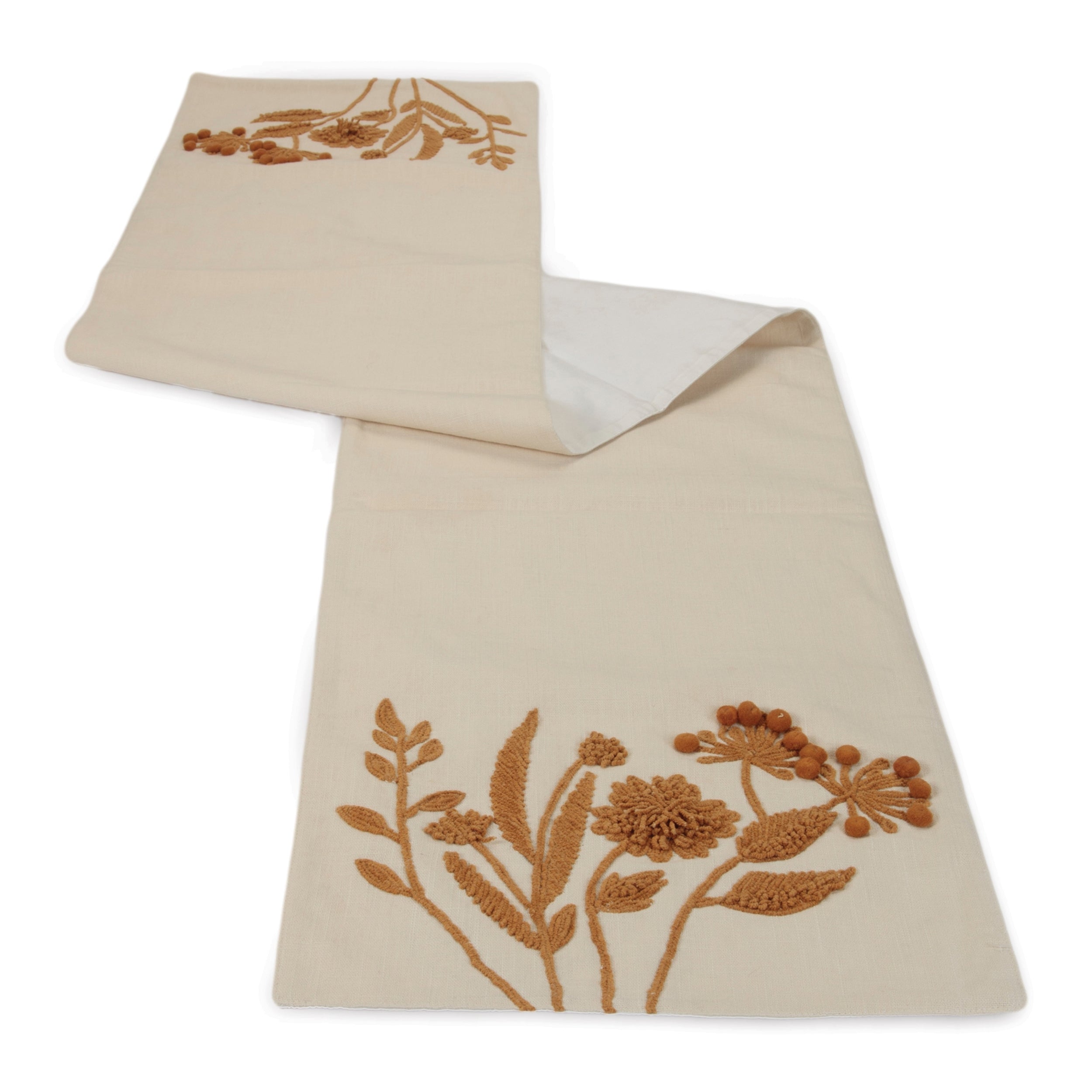 Floral embroidered table runner 72"l
