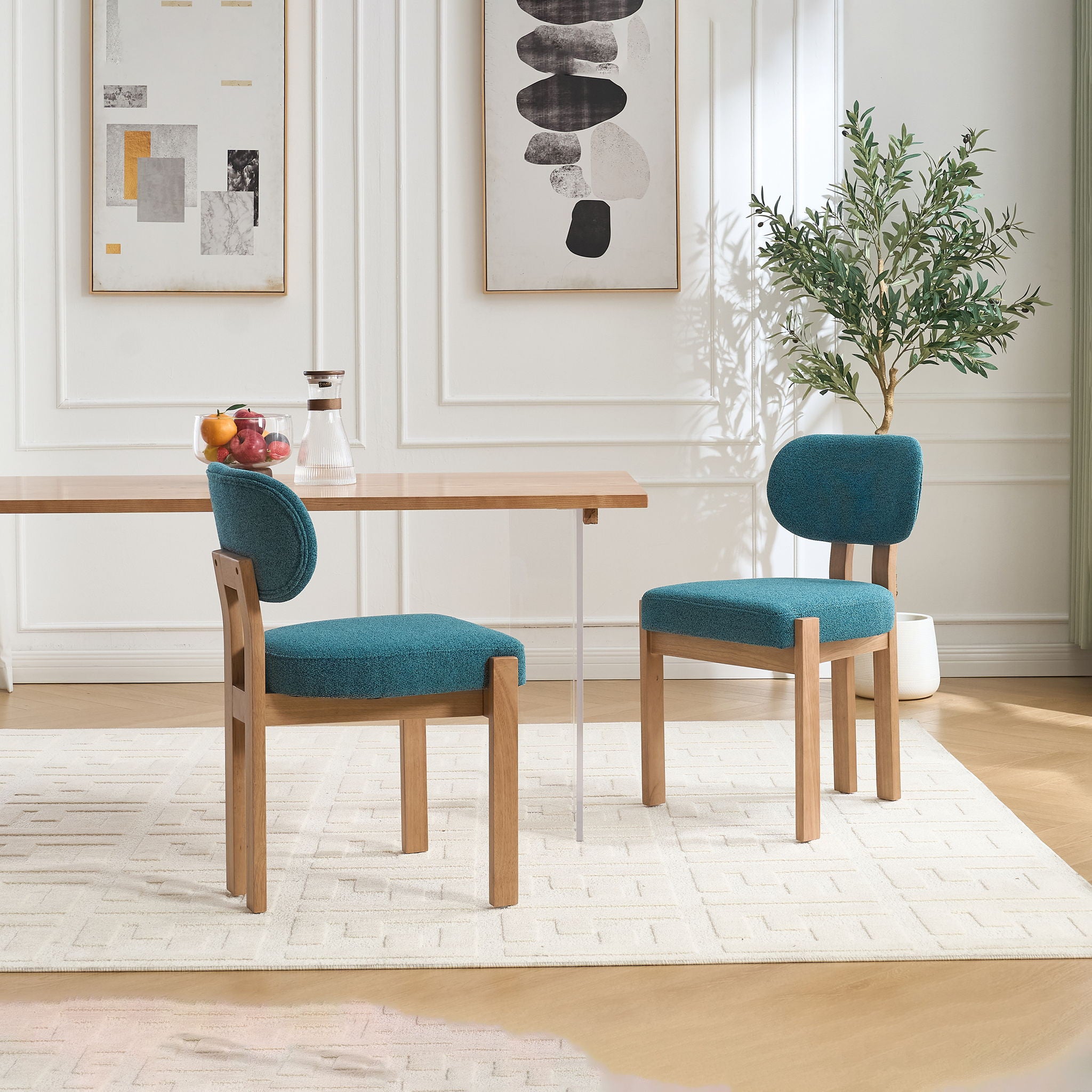 Dining Chairs With Ergonomic Backrest And Adjustable Feet (Set of 2)