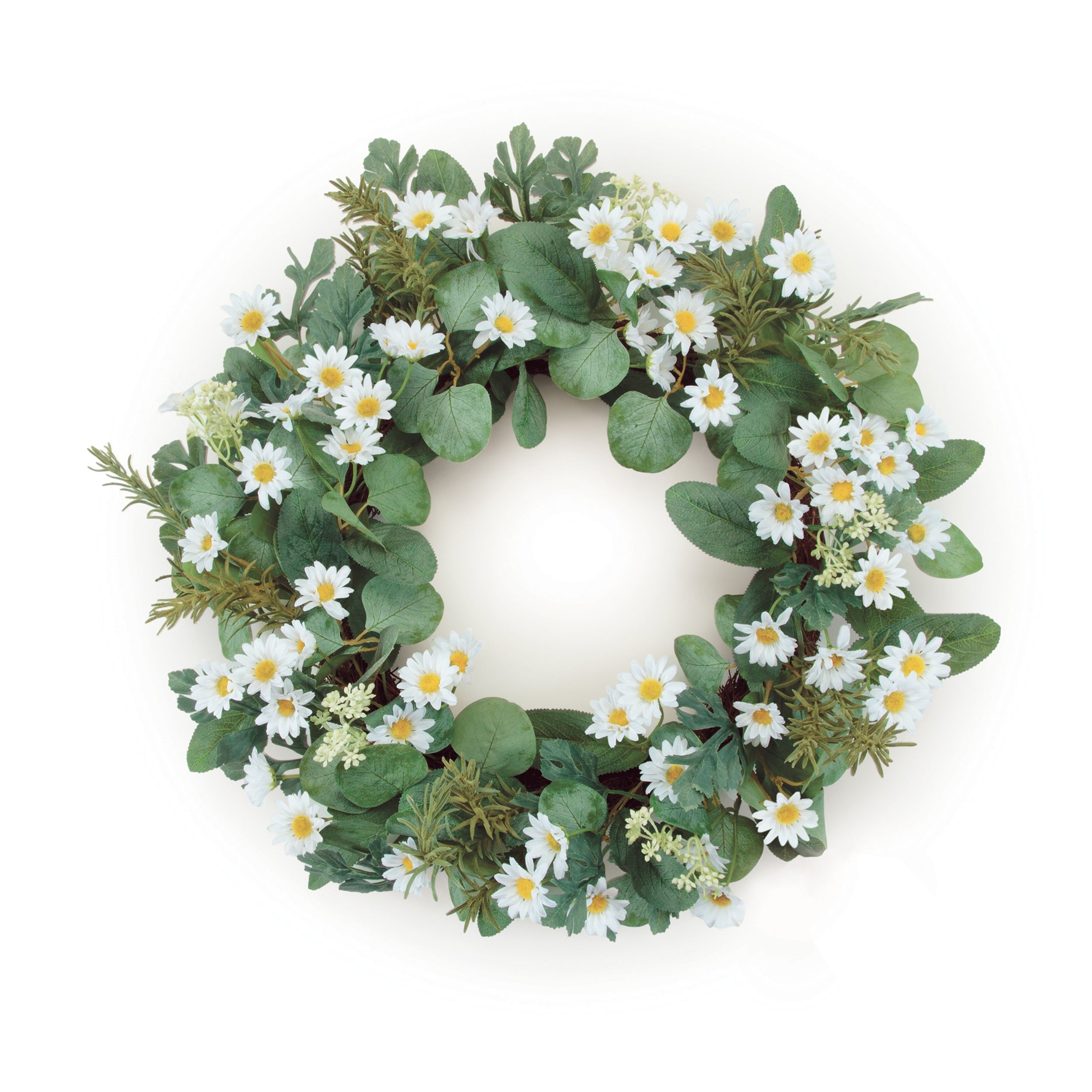 Mini Daisy and Foliage Wreath 22"D