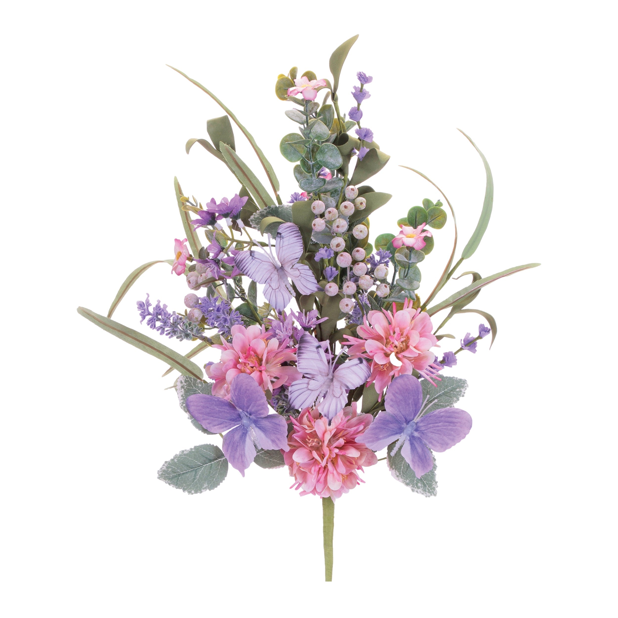 Mixed-floral-and-butterfly-bush-(set-of-2)-Artificial-Flowering-Plants