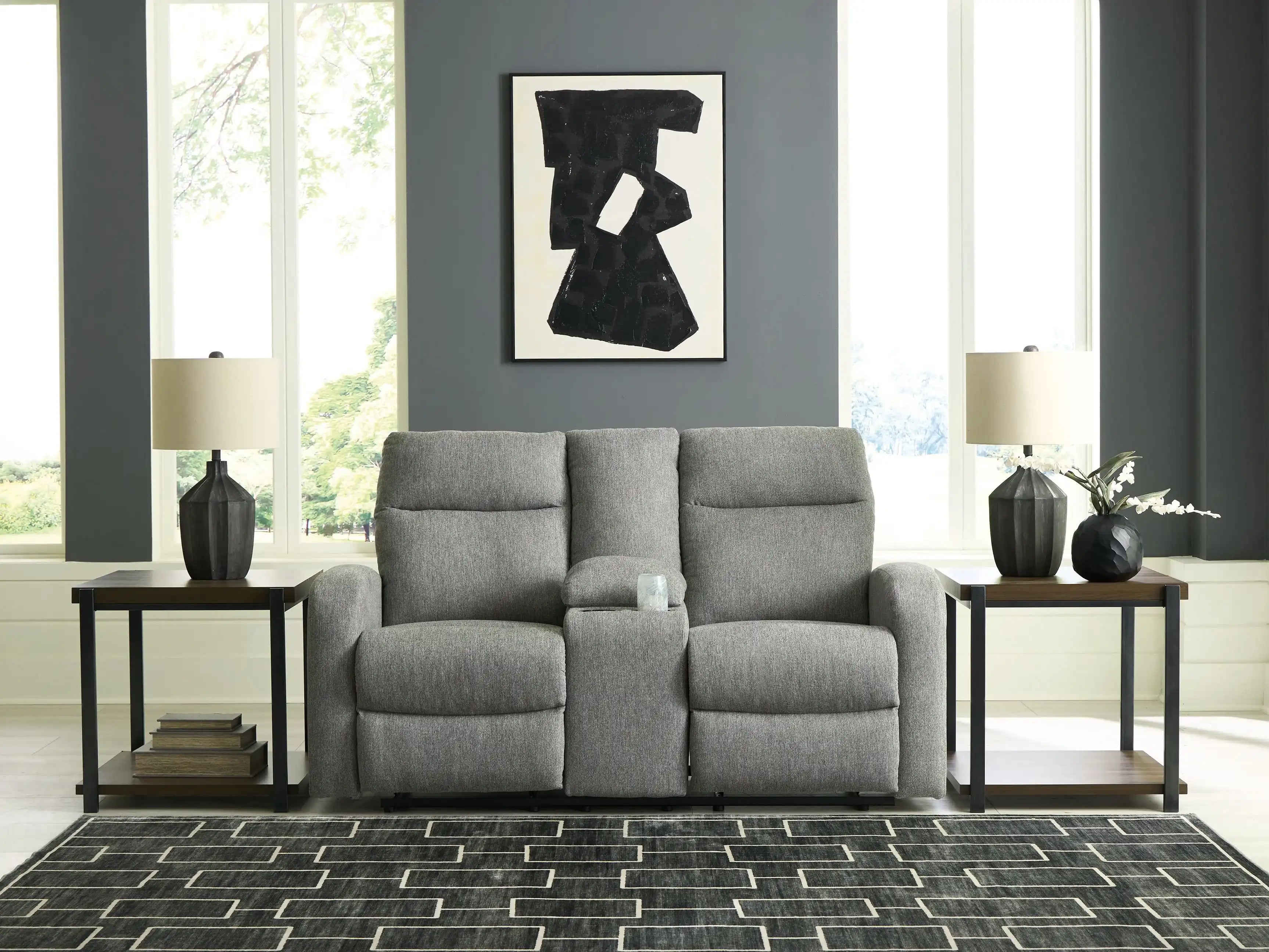 Gauntlet - Sterling - Double Recline Loveseat With Console