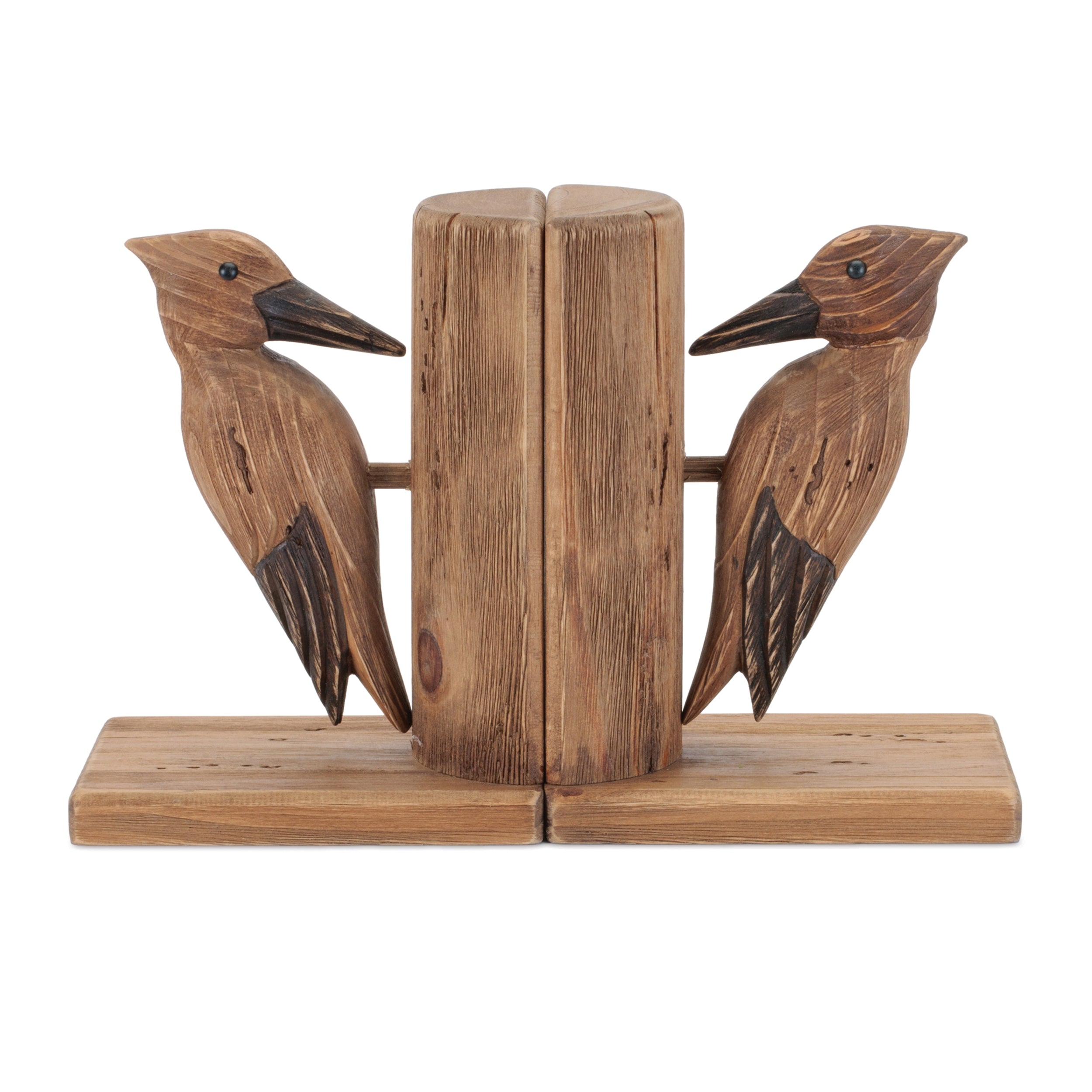 Pine Wood Woodpecker Bird Bookend (Set of 2)