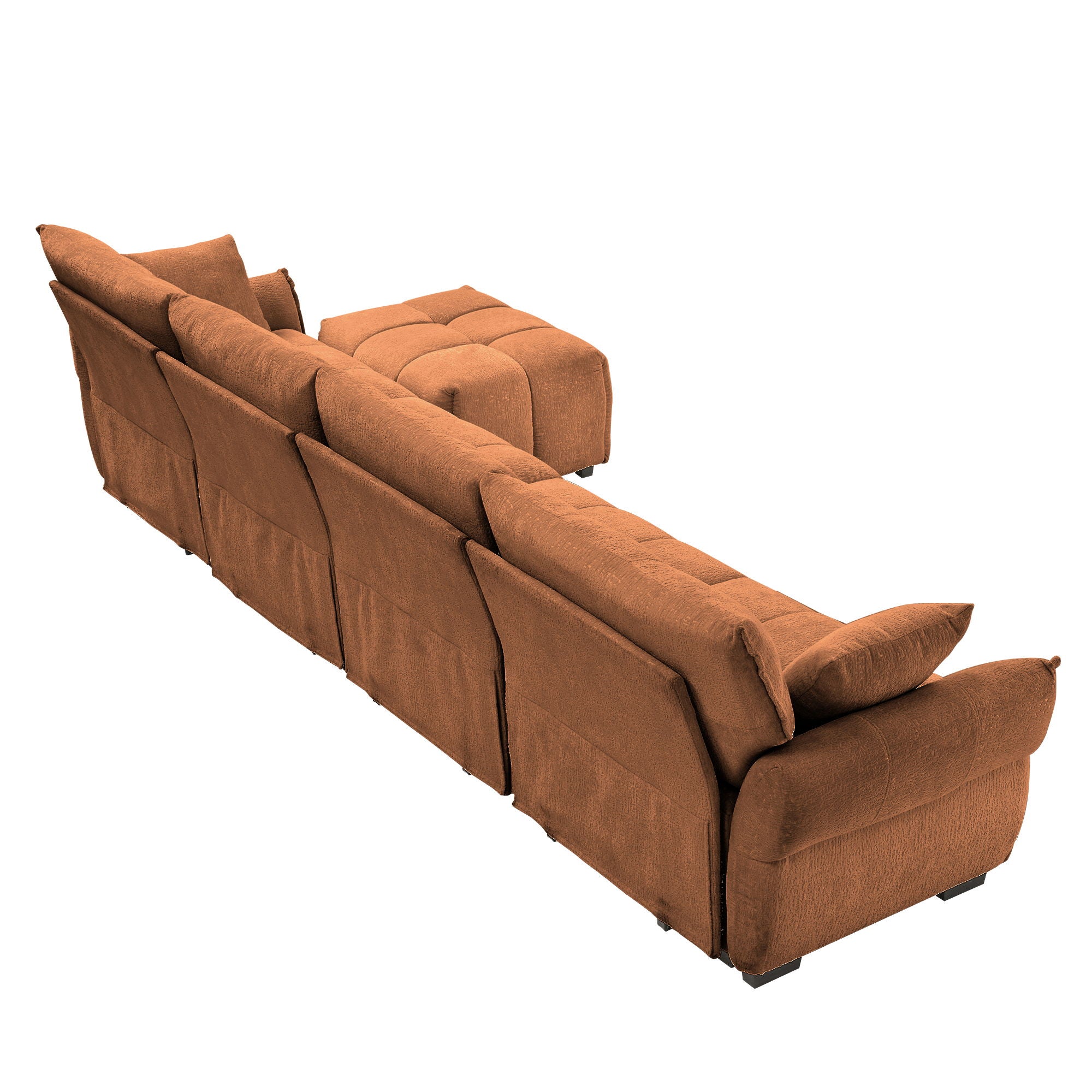 Sofa Set With Ottoman And Pillows, Textured, High Resilience Cushions