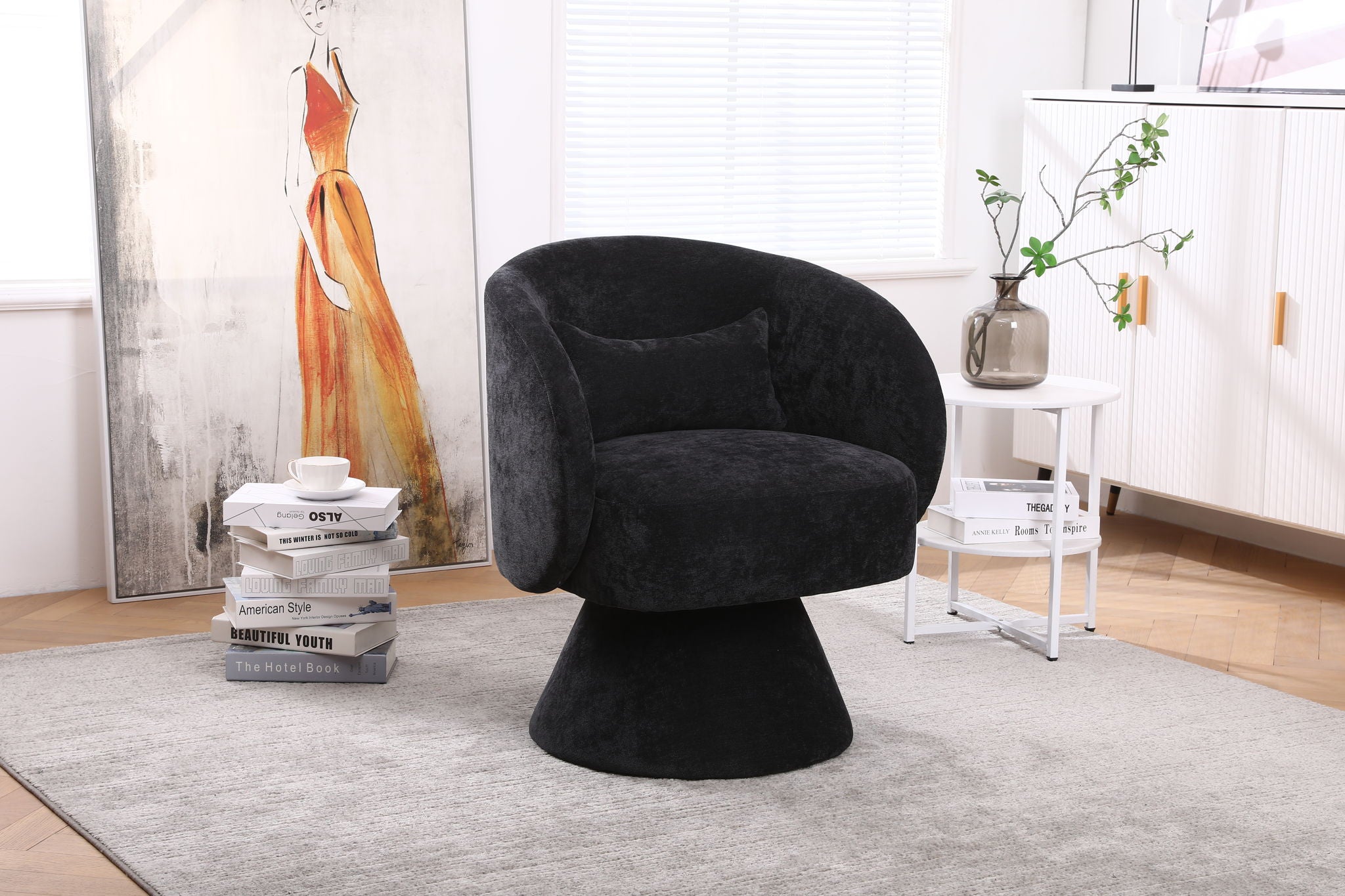 Swivel Accent Chair Armchair, Round Barrel Chair For Living Room Bedroom