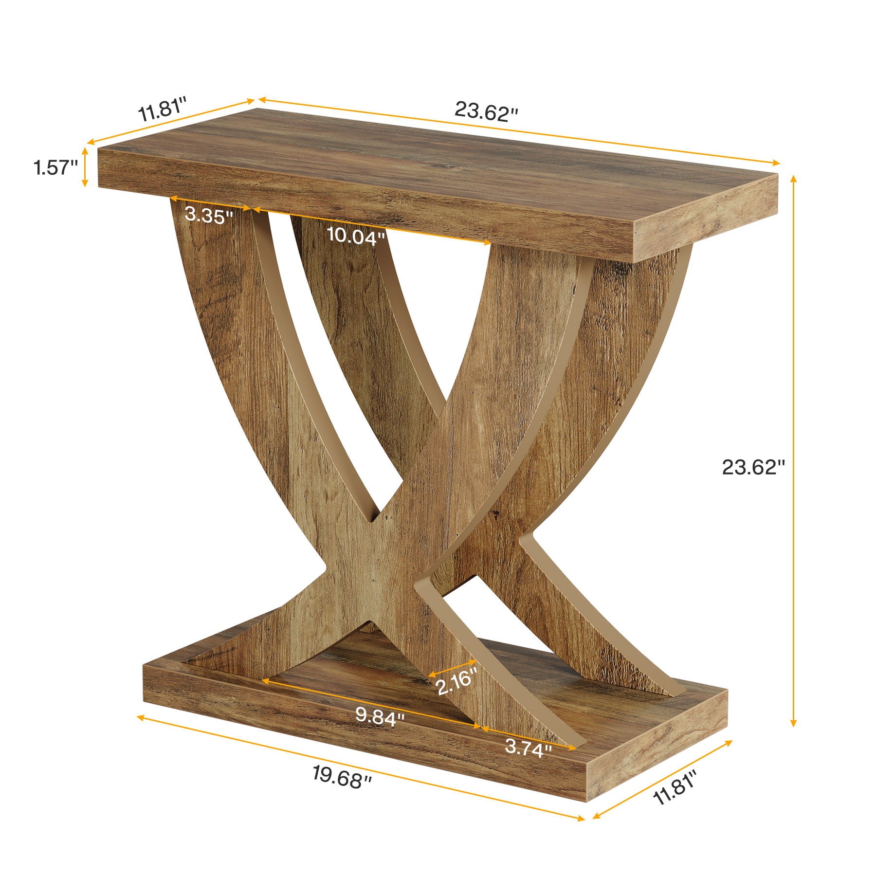 End Table With Cross Fishtail Support For Living Room - Brown
