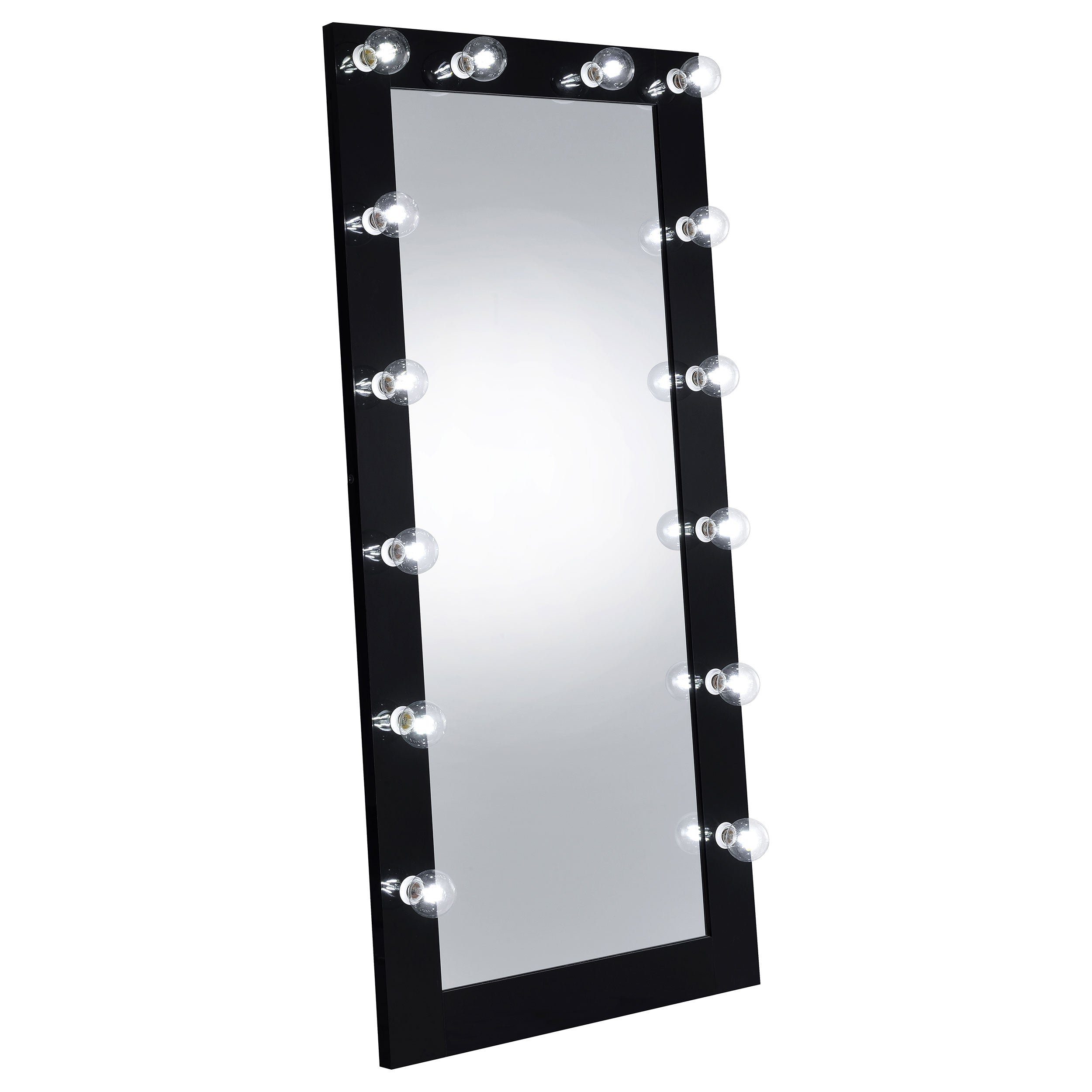 Zayan 32 x 71 Inch Floor Mirror LED Lighting Black Gloss-
