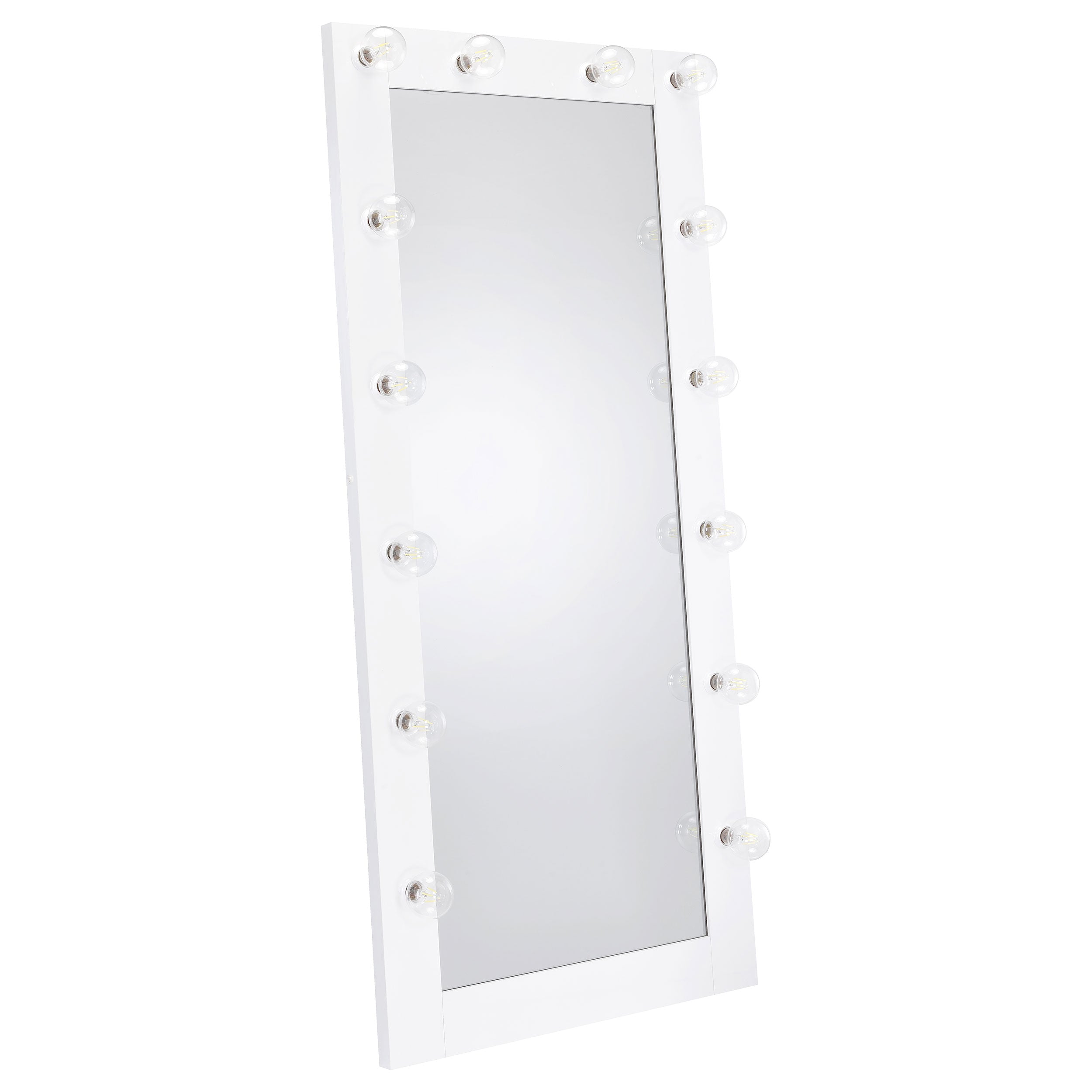 Zayan 32 x 71 Inch Floor Mirror LED Lighting White Gloss-