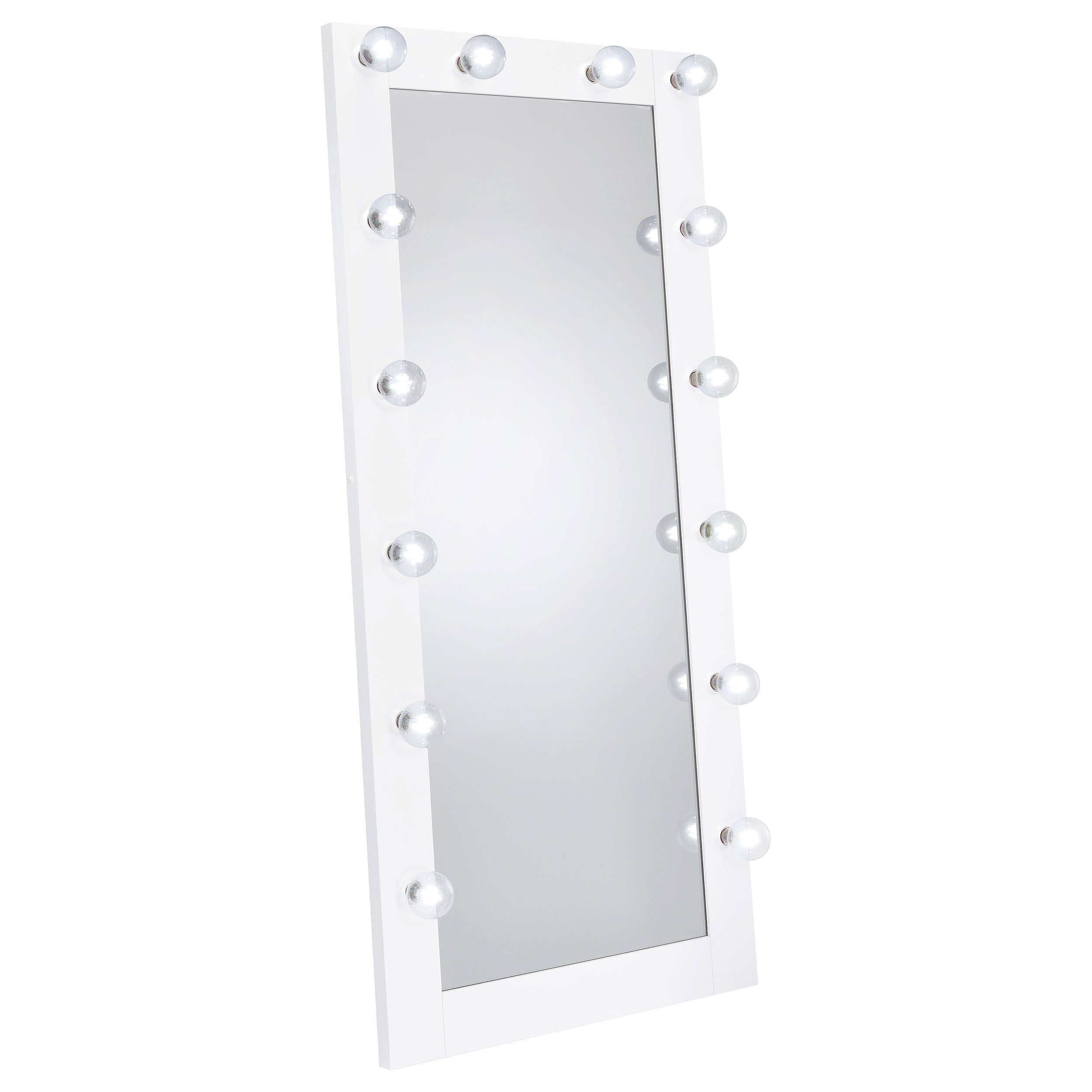 Zayan 32 x 71 Inch Floor Mirror LED Lighting White Gloss-
