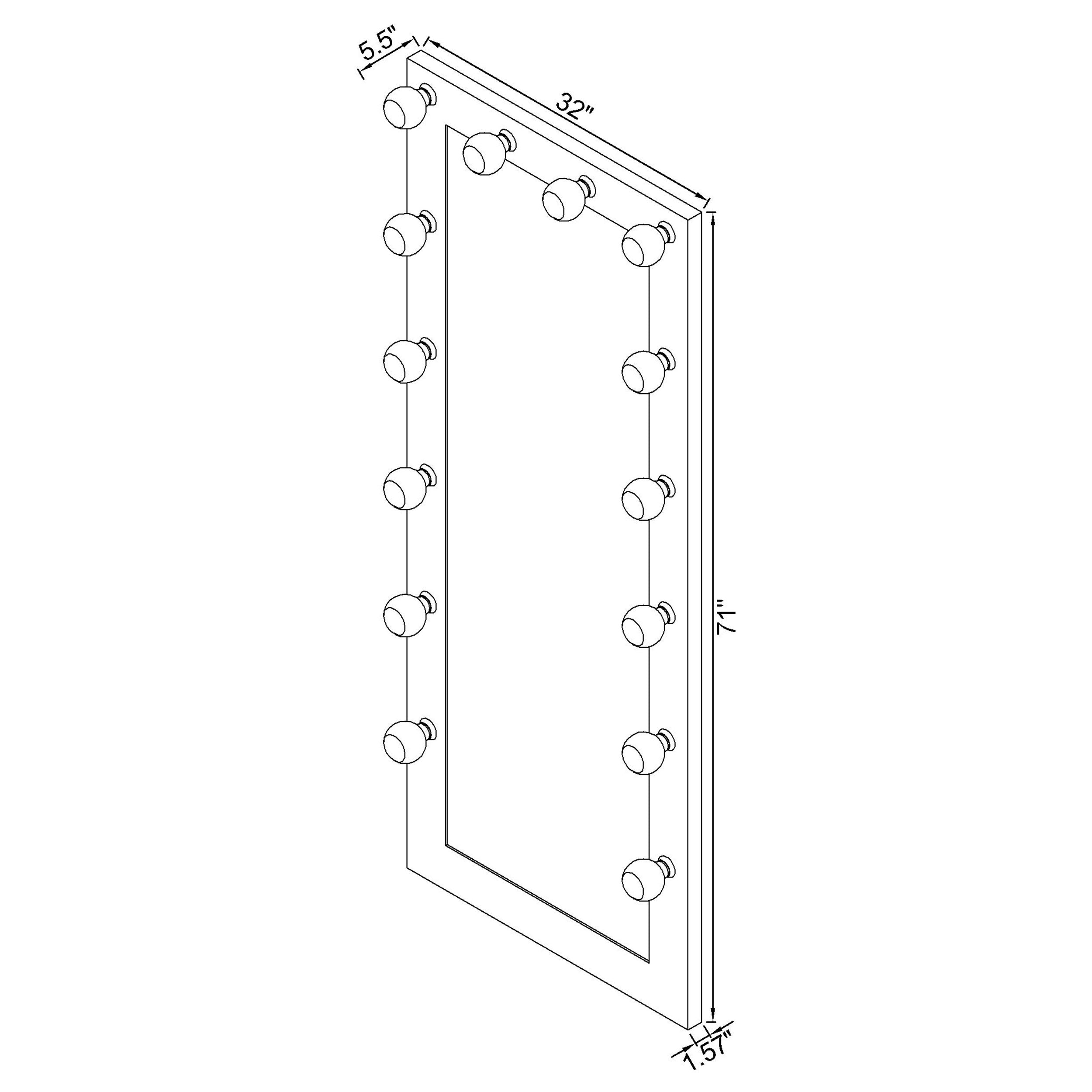 Zayan 32 x 71 Inch Floor Mirror LED Lighting White Gloss-