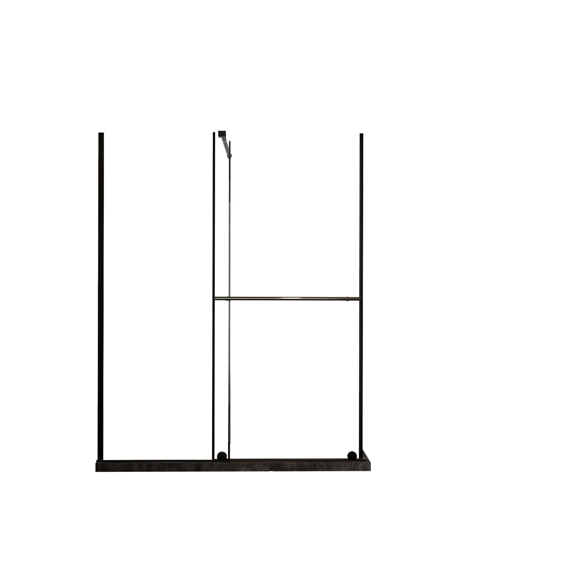Glass Shower Door, Shower Sliding Door Walk In Shower Screen Dual Usage, 1 / 4" Thick Glass Panel With Stainless Steel Handle, Supporting Bar - Black - Best Buy Furniture