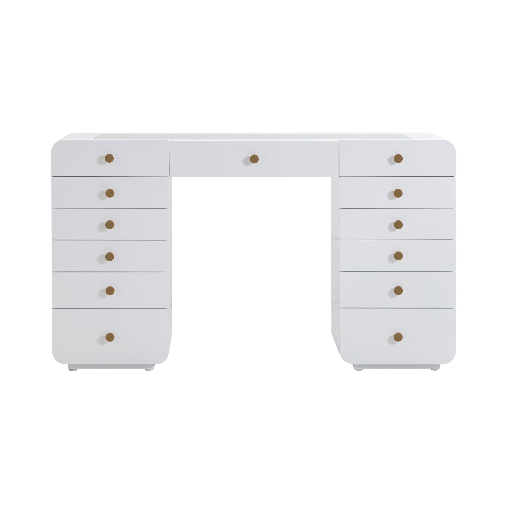 Hollywood - Desk with Jumbo LED Panel Vanity Mirror - White