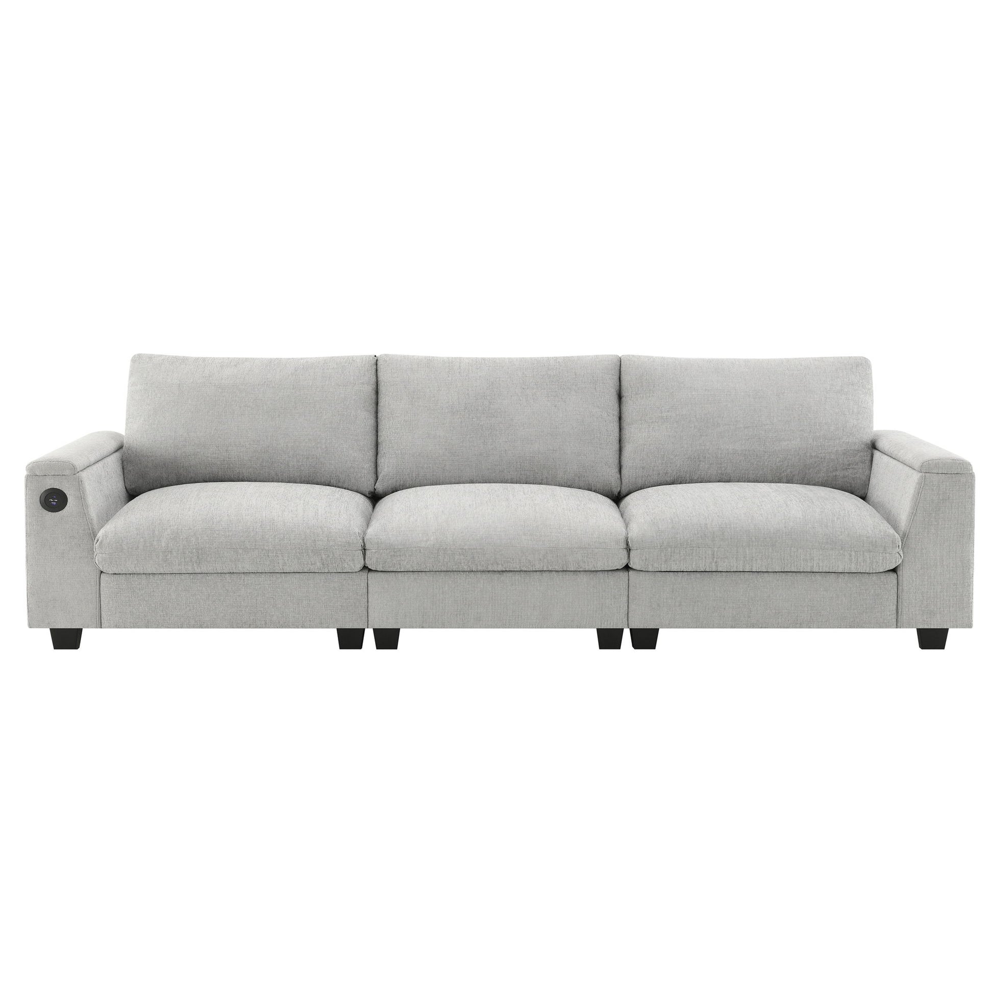 Sectional With Bluetooth Speaker Comfy Cloud Couch Set With Drop Down Table Cup Holders, USB Charger Storage Armrest Wide Seat Sofa - Best Buy Furniture
