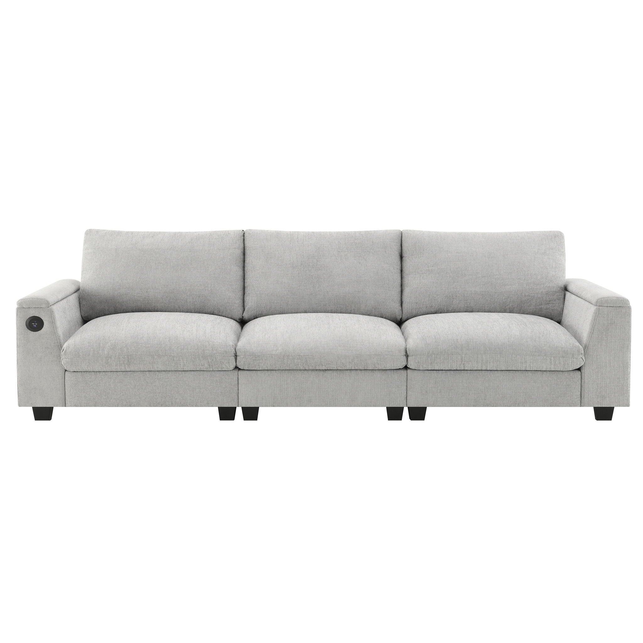 Sectional With Bluetooth Speaker Comfy Cloud Couch Set With Drop Down Table Cup Holders, USB Charger Storage Armrest Wide Seat Sofa - Best Buy Furniture