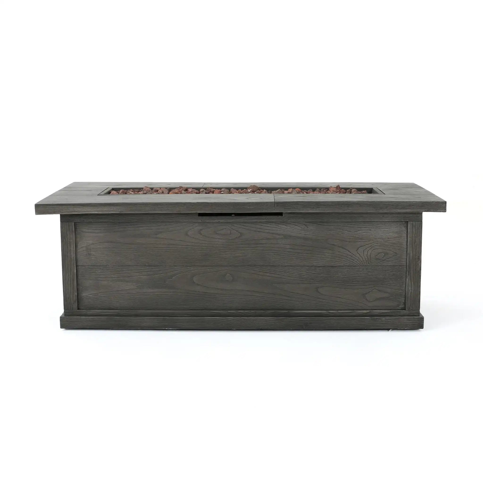 Transitional Rectangular Outdoor Propane Fire Pit With 50,000 Btu