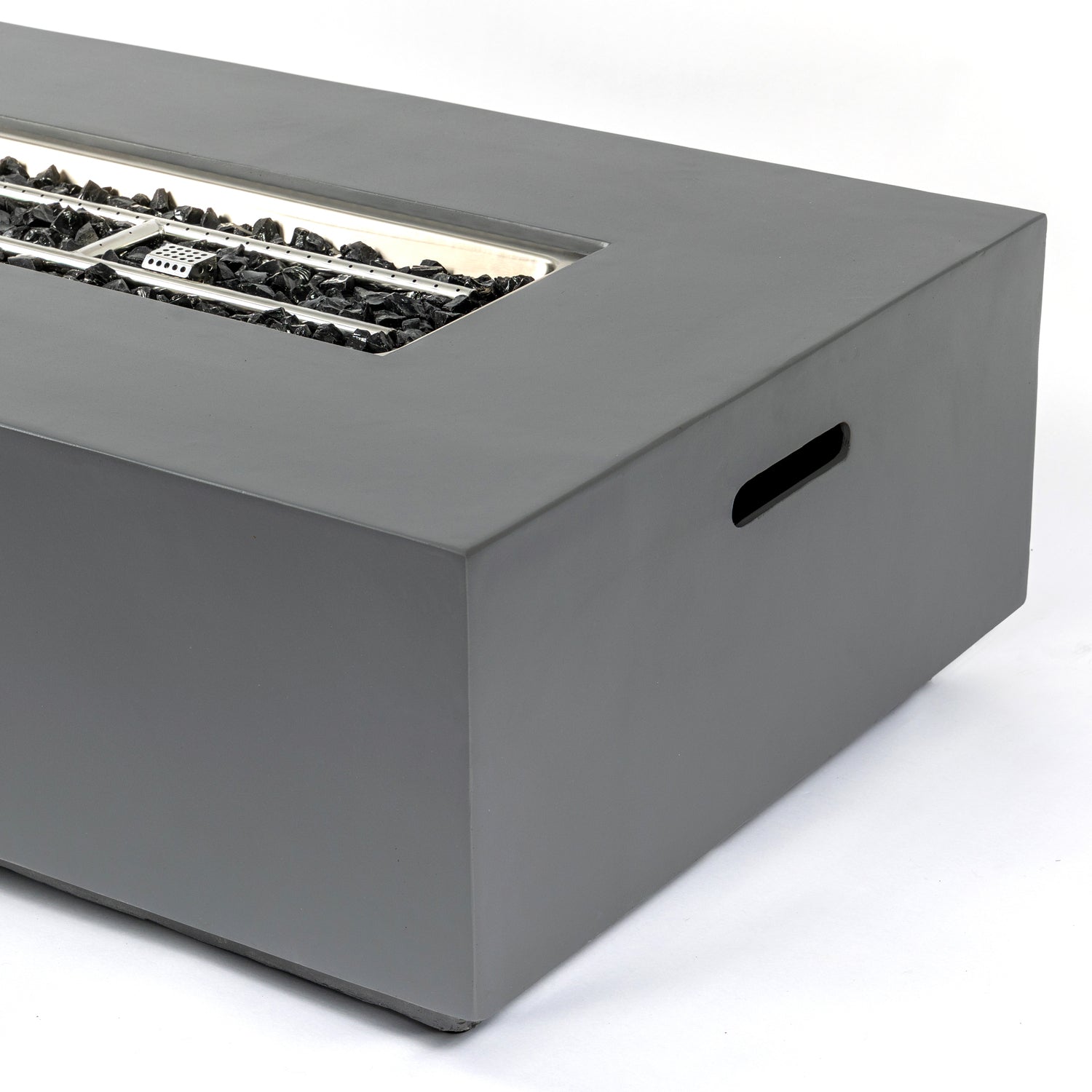 Volon Modern Rectangular Fire Pit Table in Light Gray