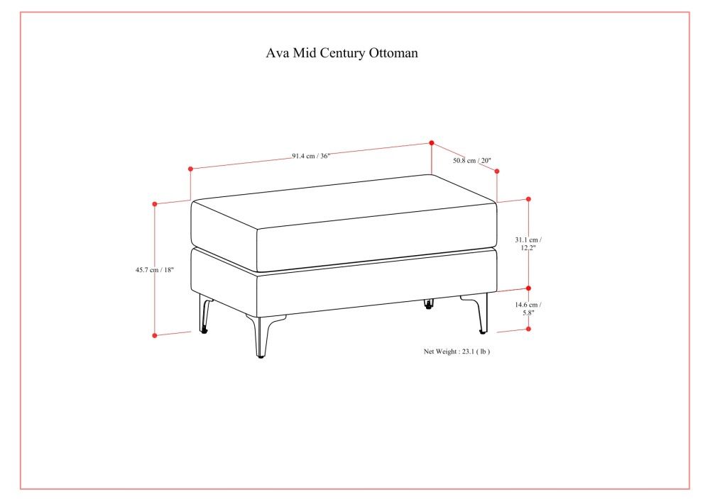 Ava - Versatile Mid Century Ottoman - Best Buy Furniture