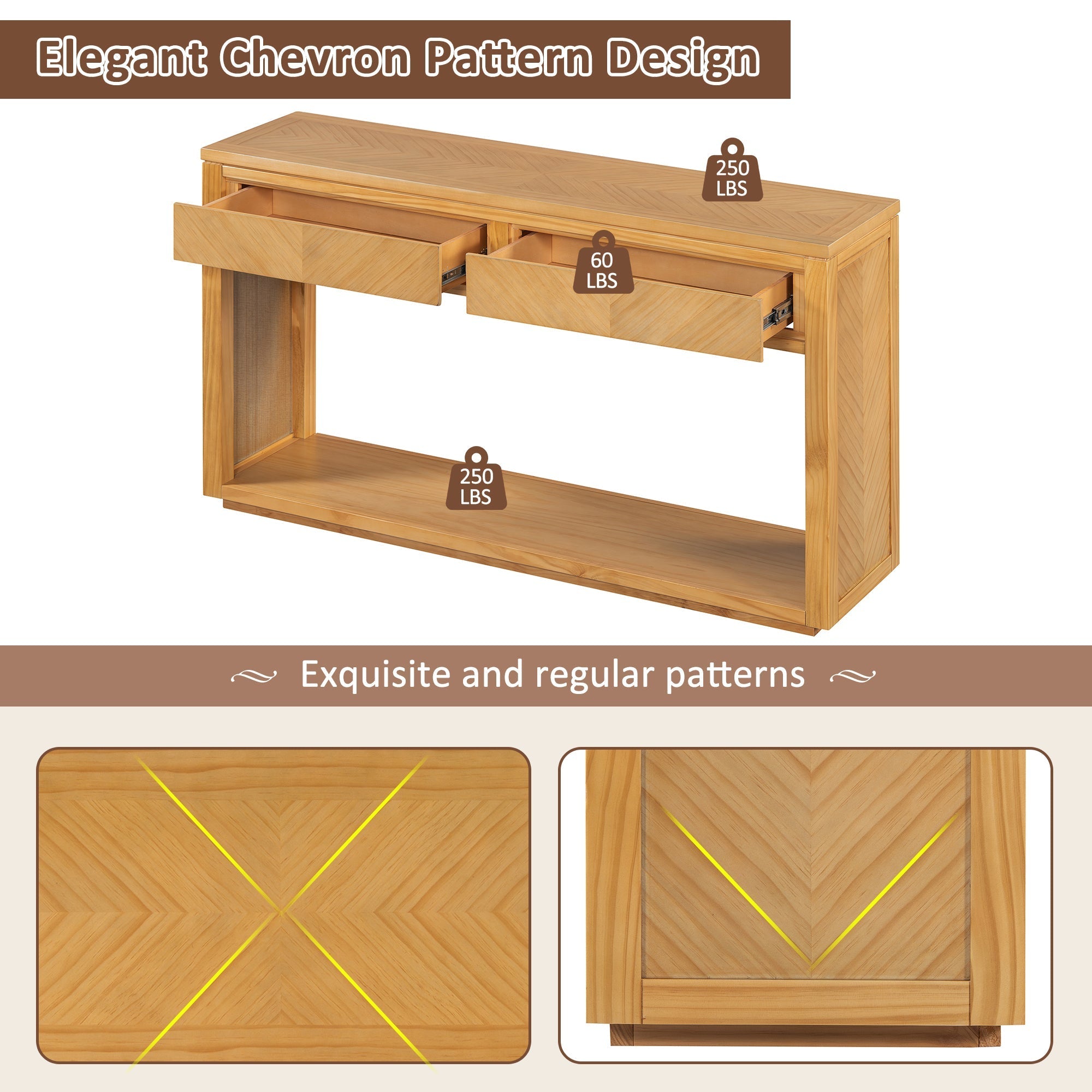 55' Console Table Natural