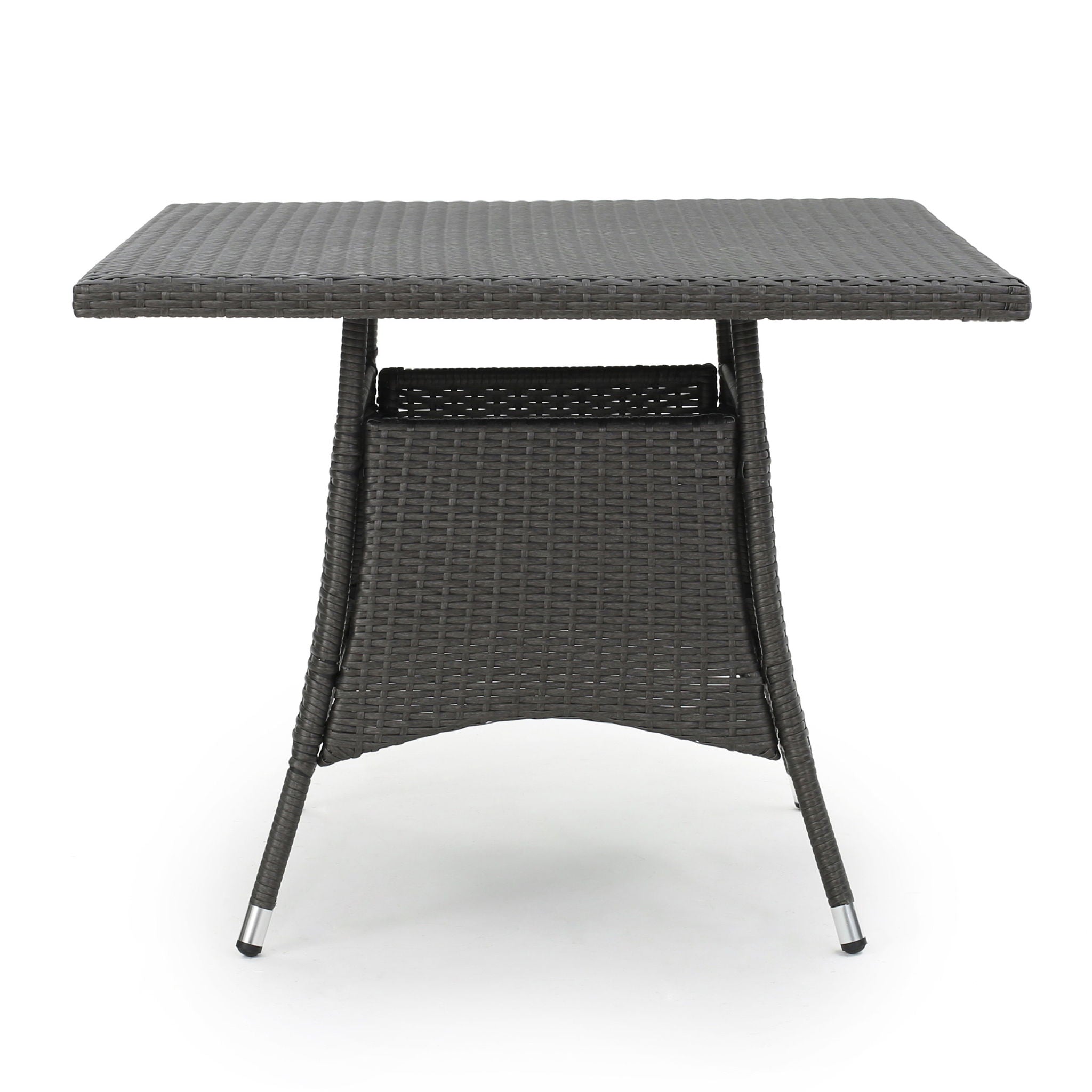 Outdoor Rattan Square Dining Table With 4 Legs - Gray