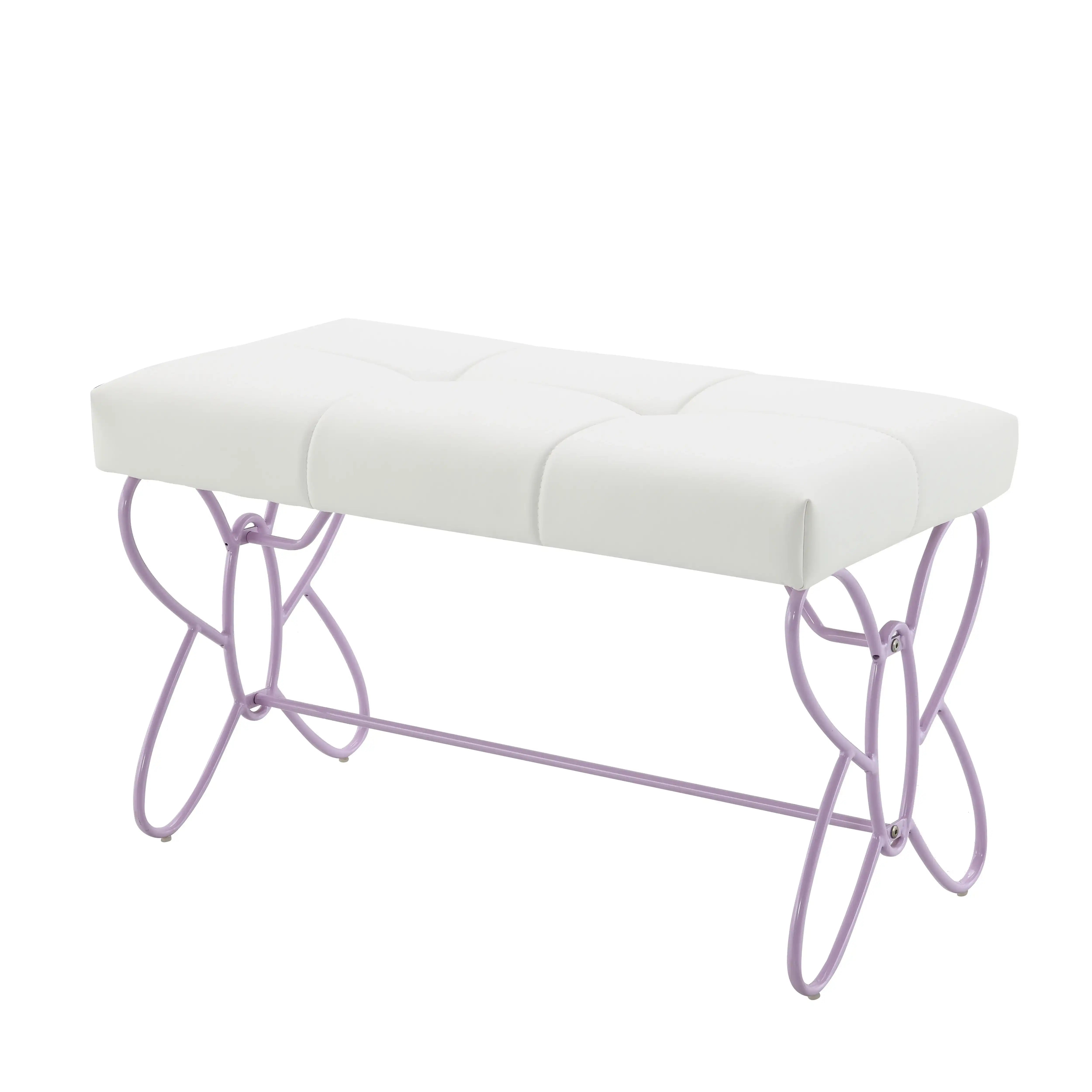 Priya II - Synthetic Leather Purple Bench - Purple / White - Best Buy Furniture