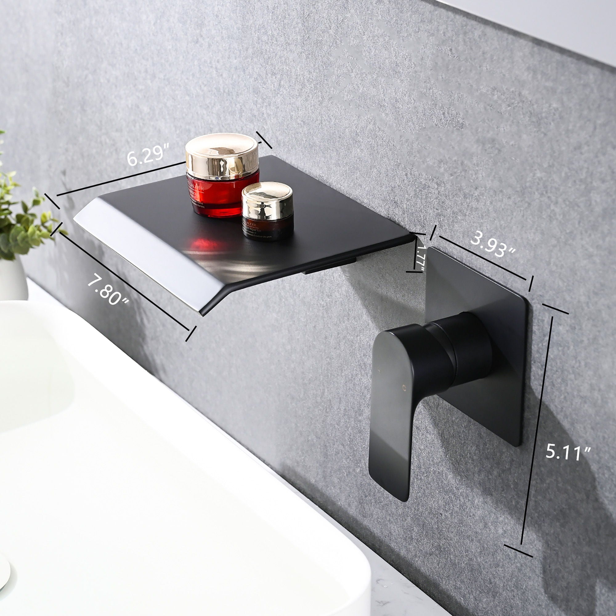 Modern Wall Mount Bathtub Faucet With Waterfall Tub Spout And Single Handle Stainless Steel - Matte Black