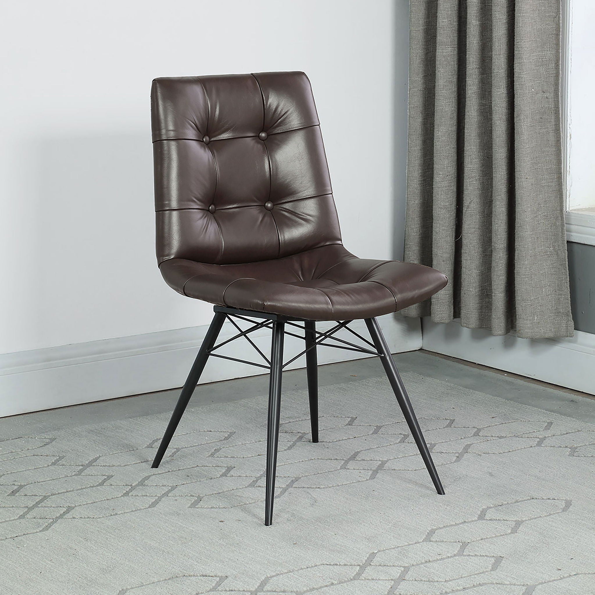 Back Dining Chairs With Button Tufting (Set of 4) - Brown