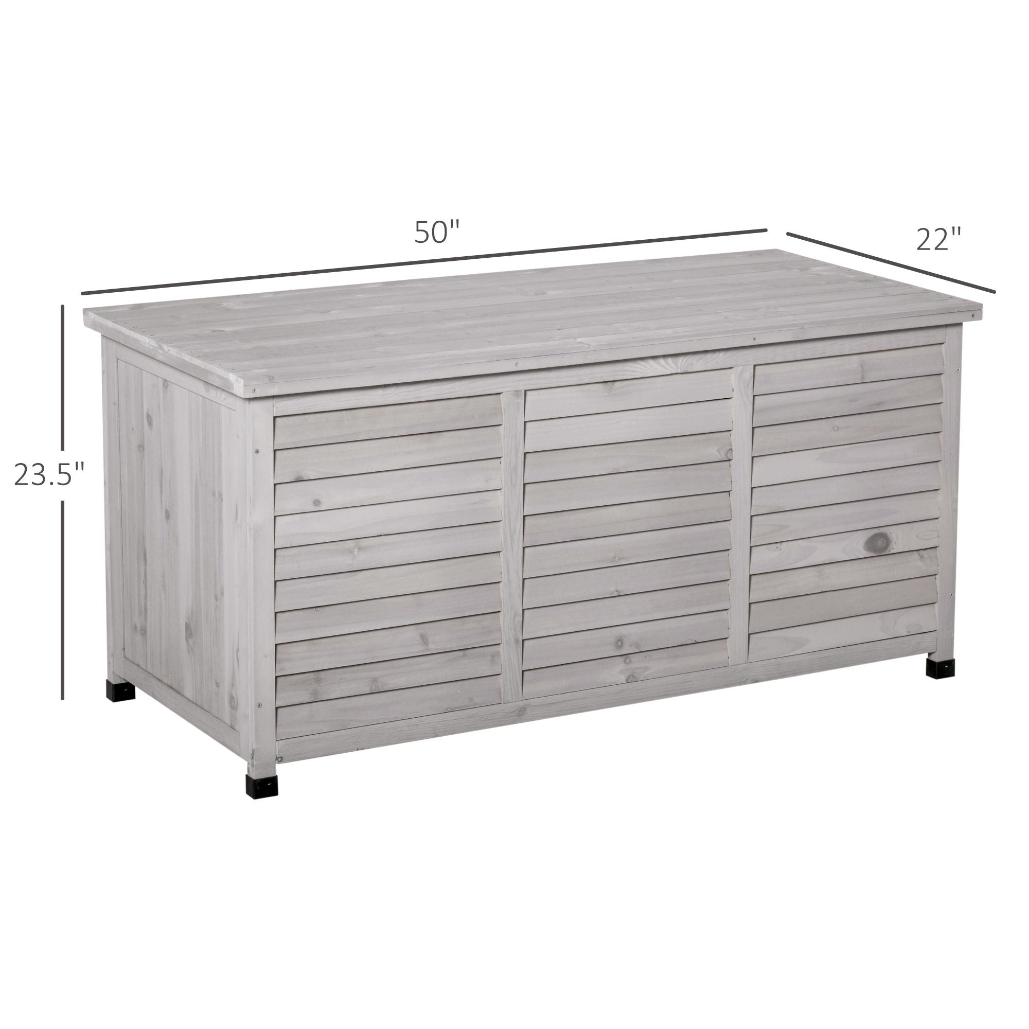 Outsunny - 75 Gallon Wooden Deck Box, Outdoor Storage Container With Aerating Gap & Weather-Fighting Finish - Gray - Best Buy Furniture