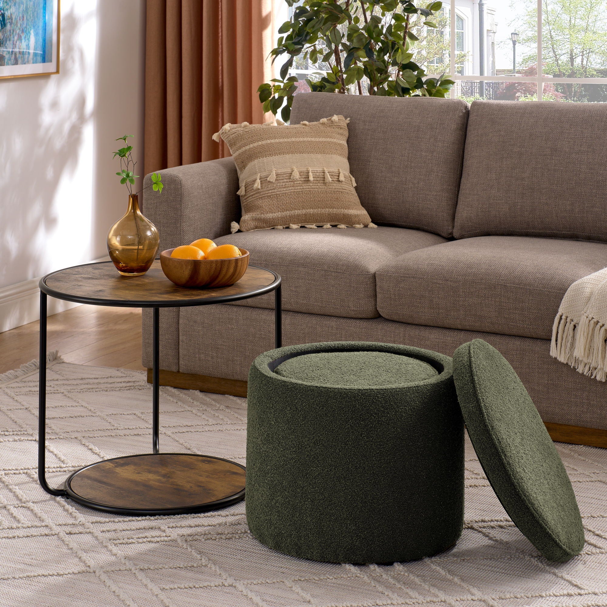 Multi Functional Ottoman And Table Set With Drum Stool