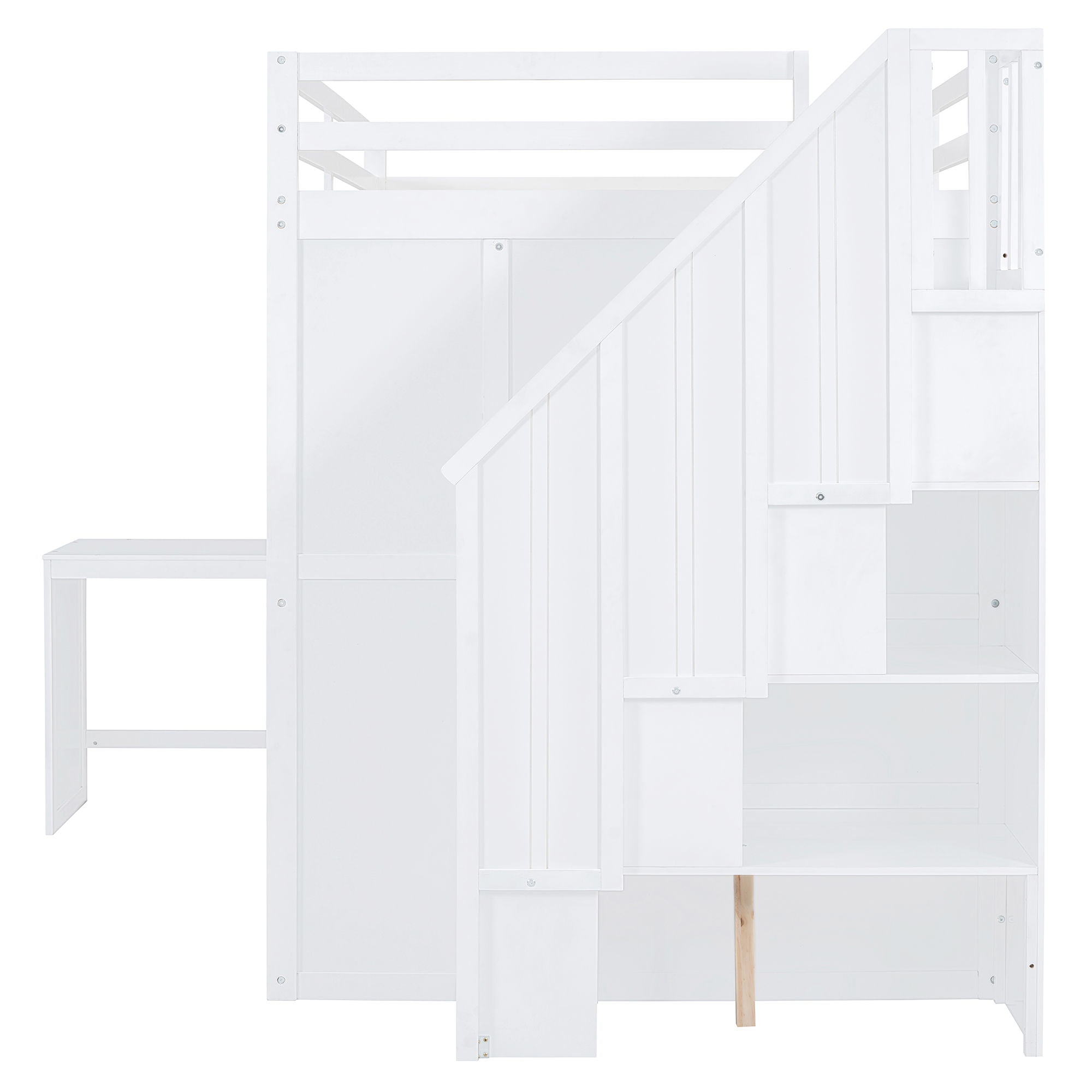 Loft Bed With Wardrobe, Desk And Shelves