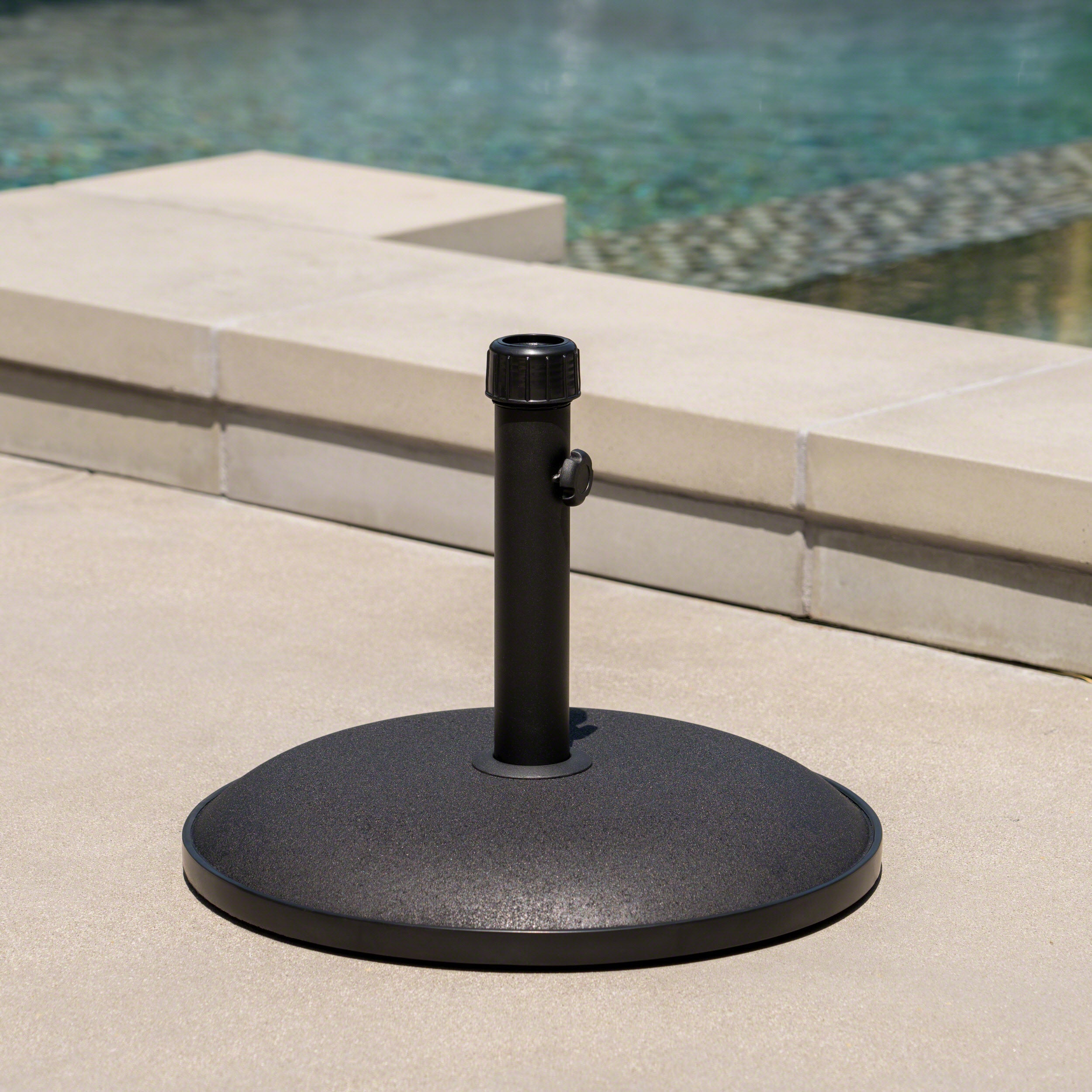 Stylish Concrete Umbrella Base with Iron Support Pole
