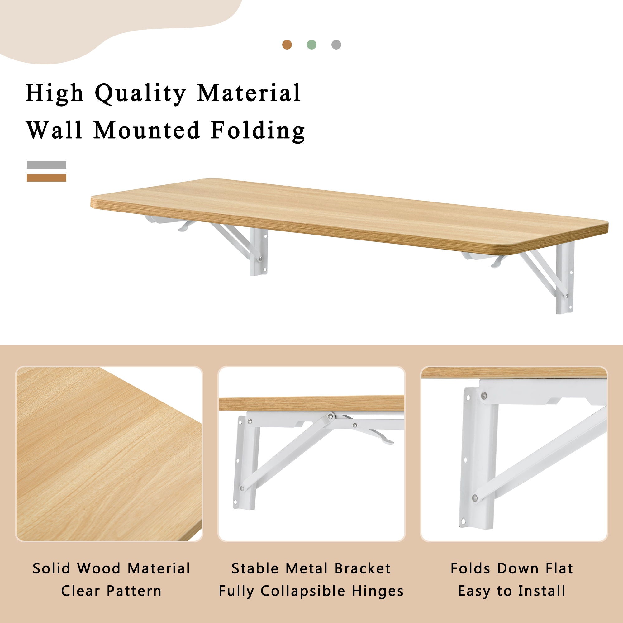 Folding Table Wall Mounted Folding Table For Small Spaces, Fold Down Desk, Workbench