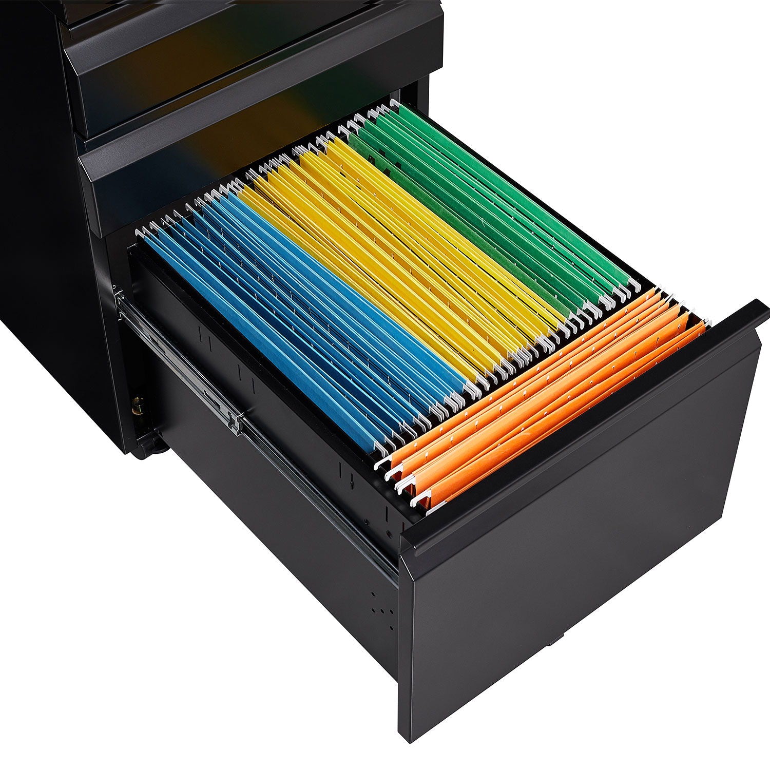 Contemporary Black 3 Drawer Mobile Filing Cabinet With Lock, Metal Office Storage For Legal / Letter Size