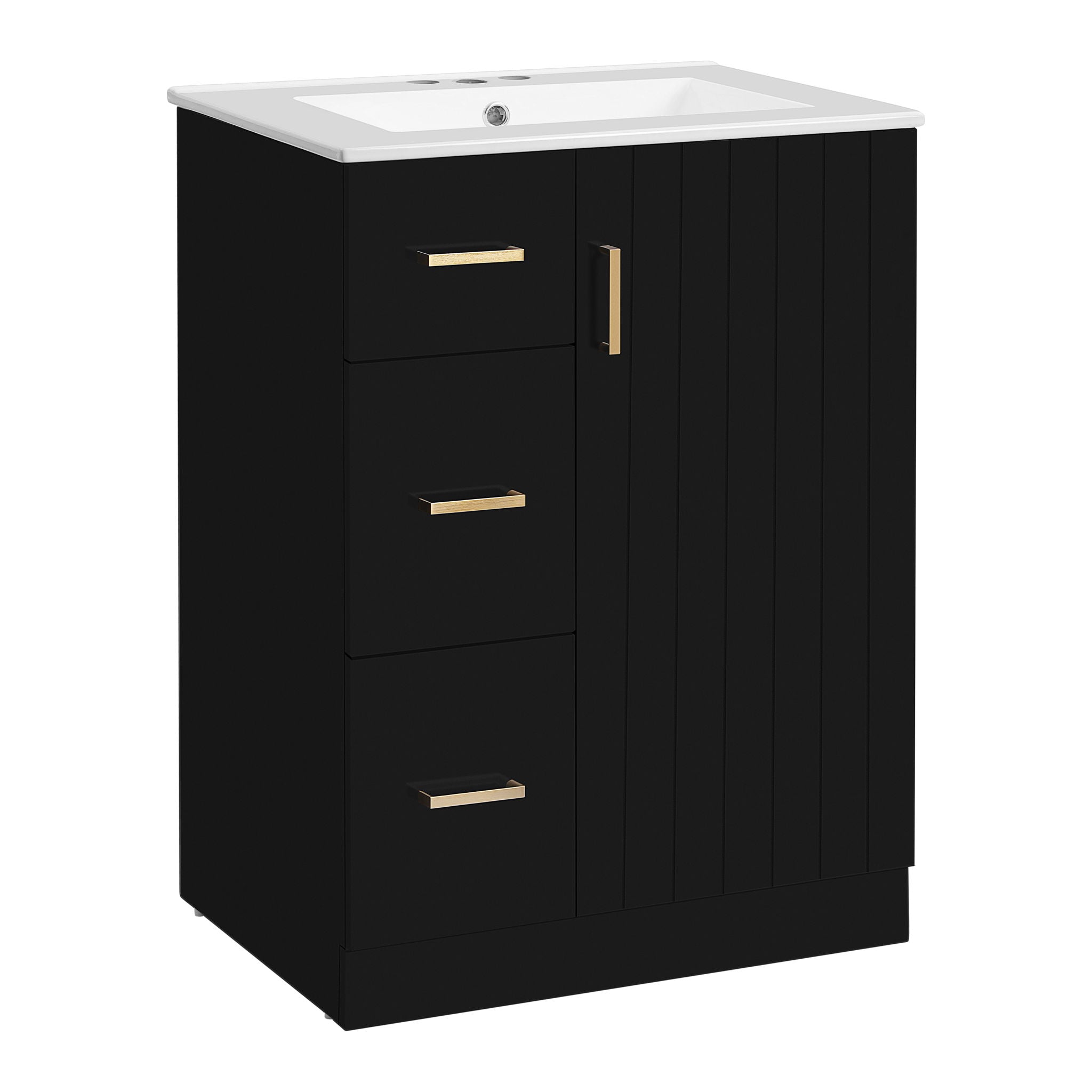 Bathroom Vanity With Sink, Compact Cabinet With 2 Drawers And Soft-Closing Door, Under-Mount Basin - Black
