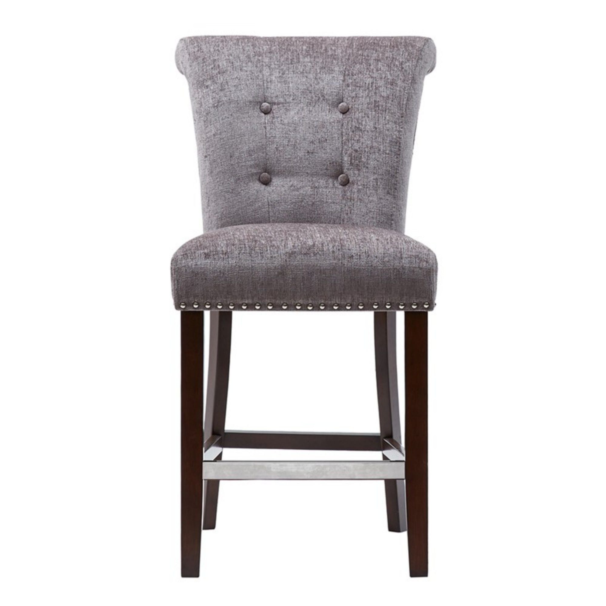 Colfax - Counter Stool With Button Tufting And Nail Heads - Gray