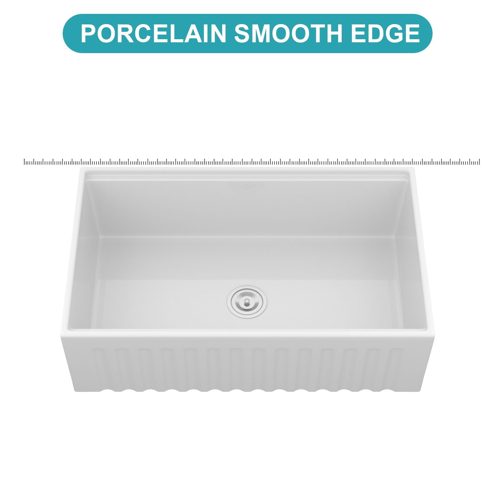 Porcelain Ceramic Farmhouse Sink Workstation With Reversible Apron Design - Single Bowl