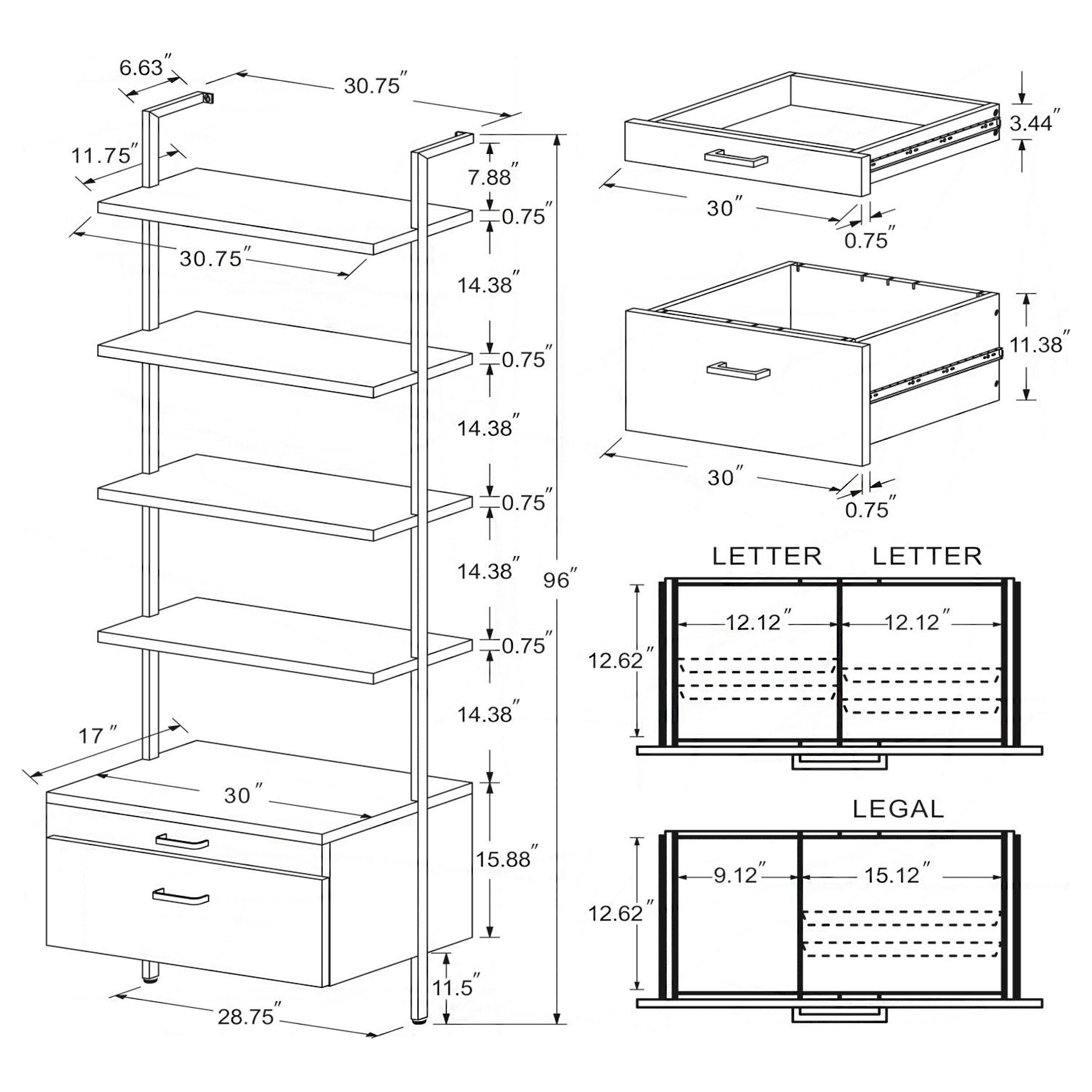 Owens 96-inch 4-shelf Storage Wall Bookshelf Walnut-