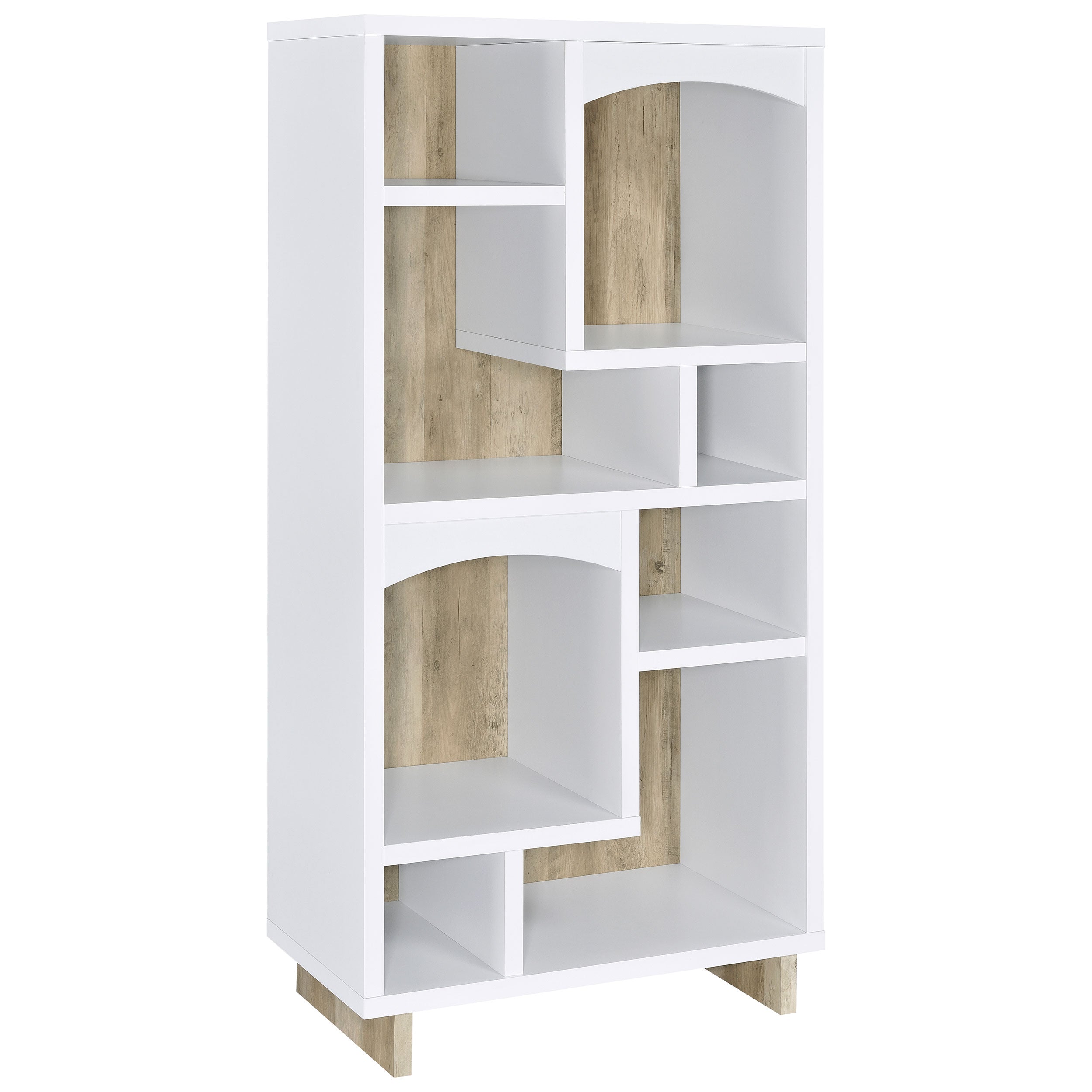 Dalton 65-inch 6-shelf Bookcase White and Distressed Pine-